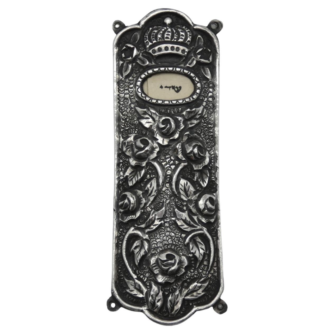 Una caja de mezuzah italiana de plata, Italia Circa 1900