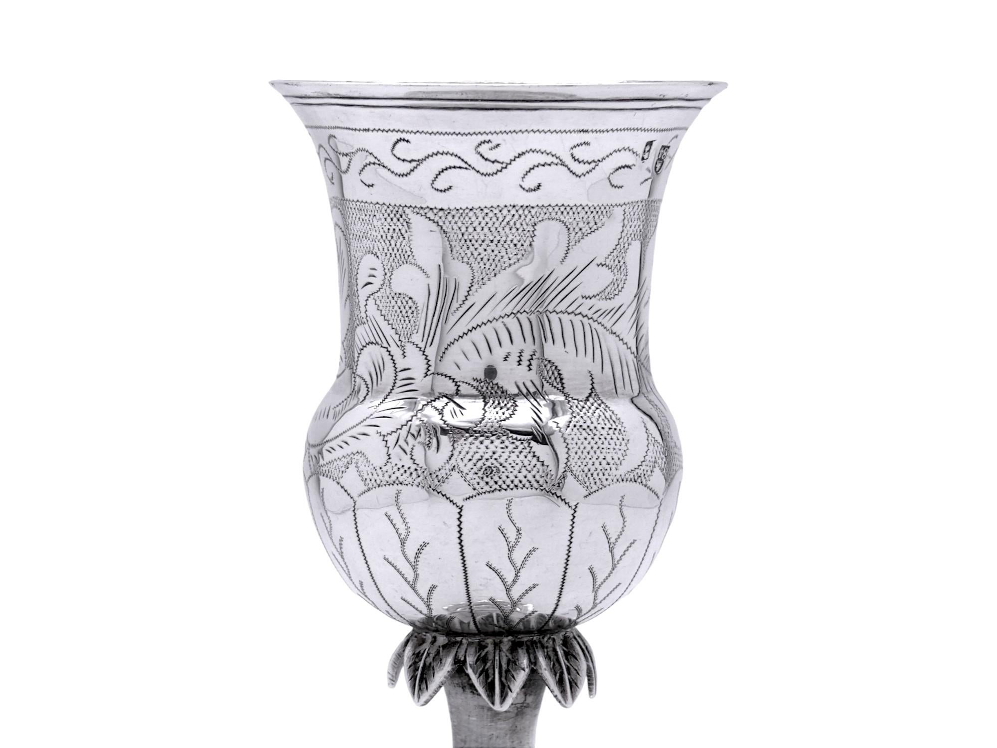 Una copa de Kiddush de plata, Vilna 1896 Grabado en venta