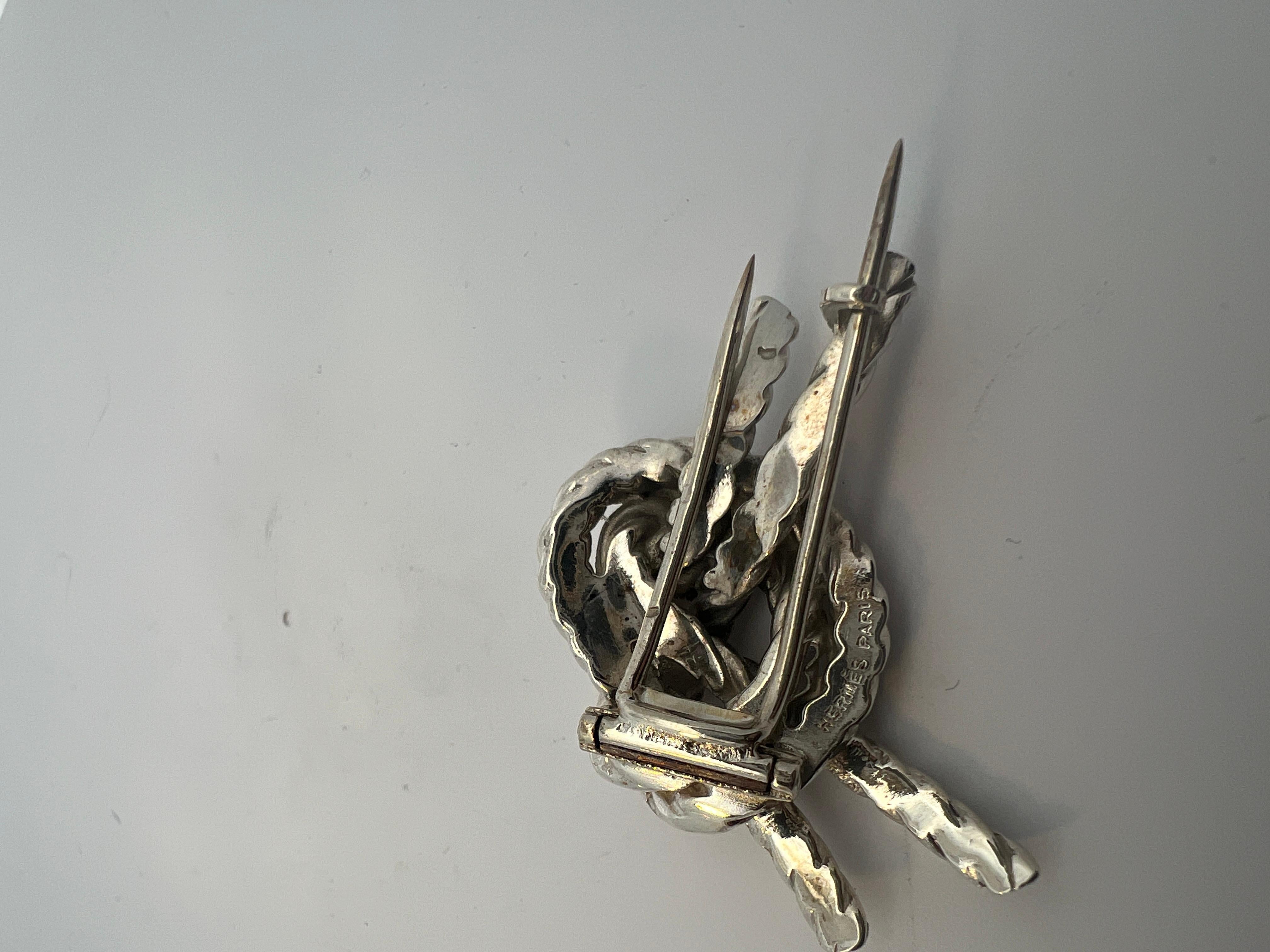 A silver knot brooch by Hermès For Sale 4