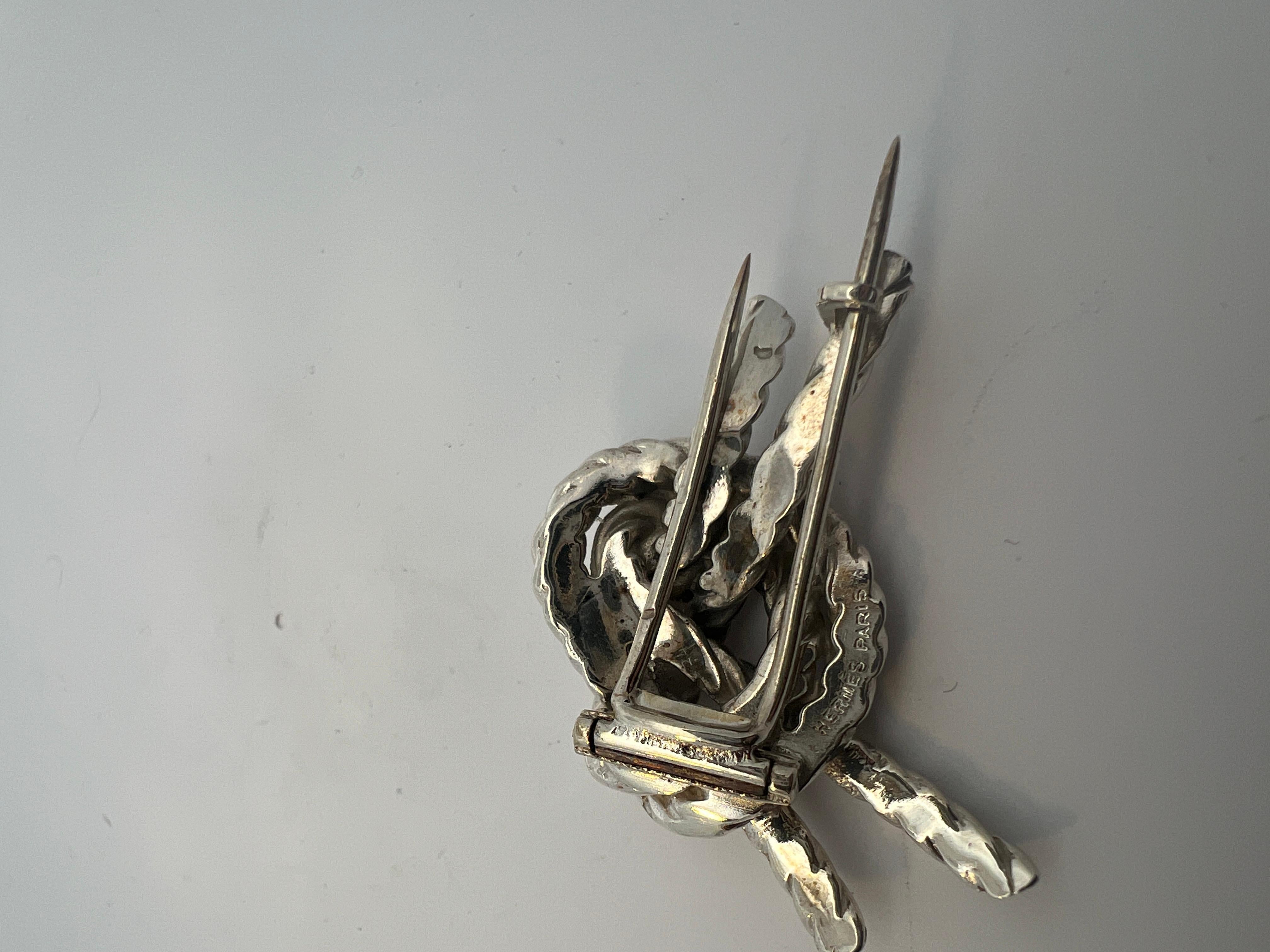 A silver knot brooch by Hermès For Sale 5