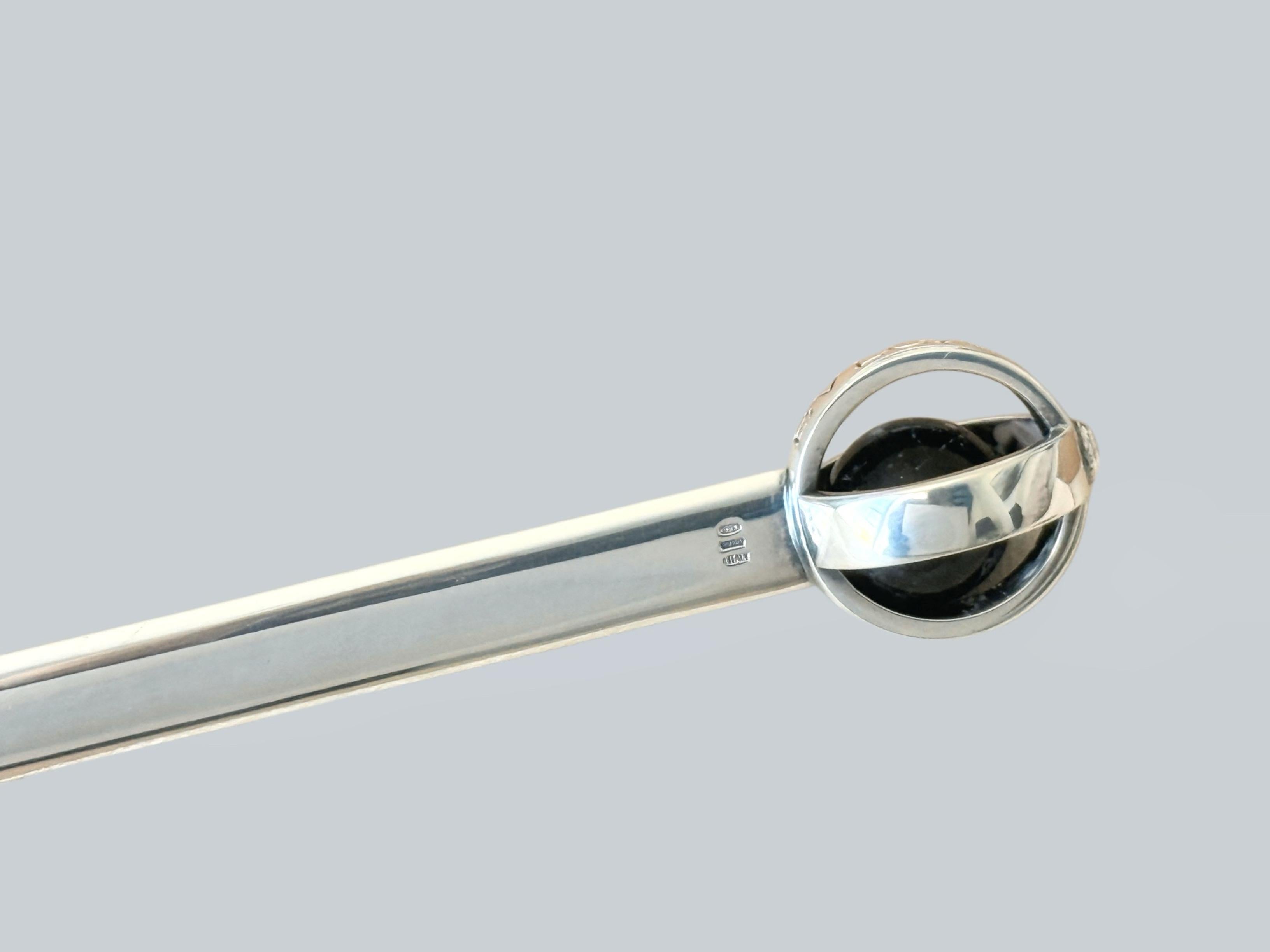 Coupe-papier en argent avec détails en onyx par Bulgari, 20e siècle en vente 4