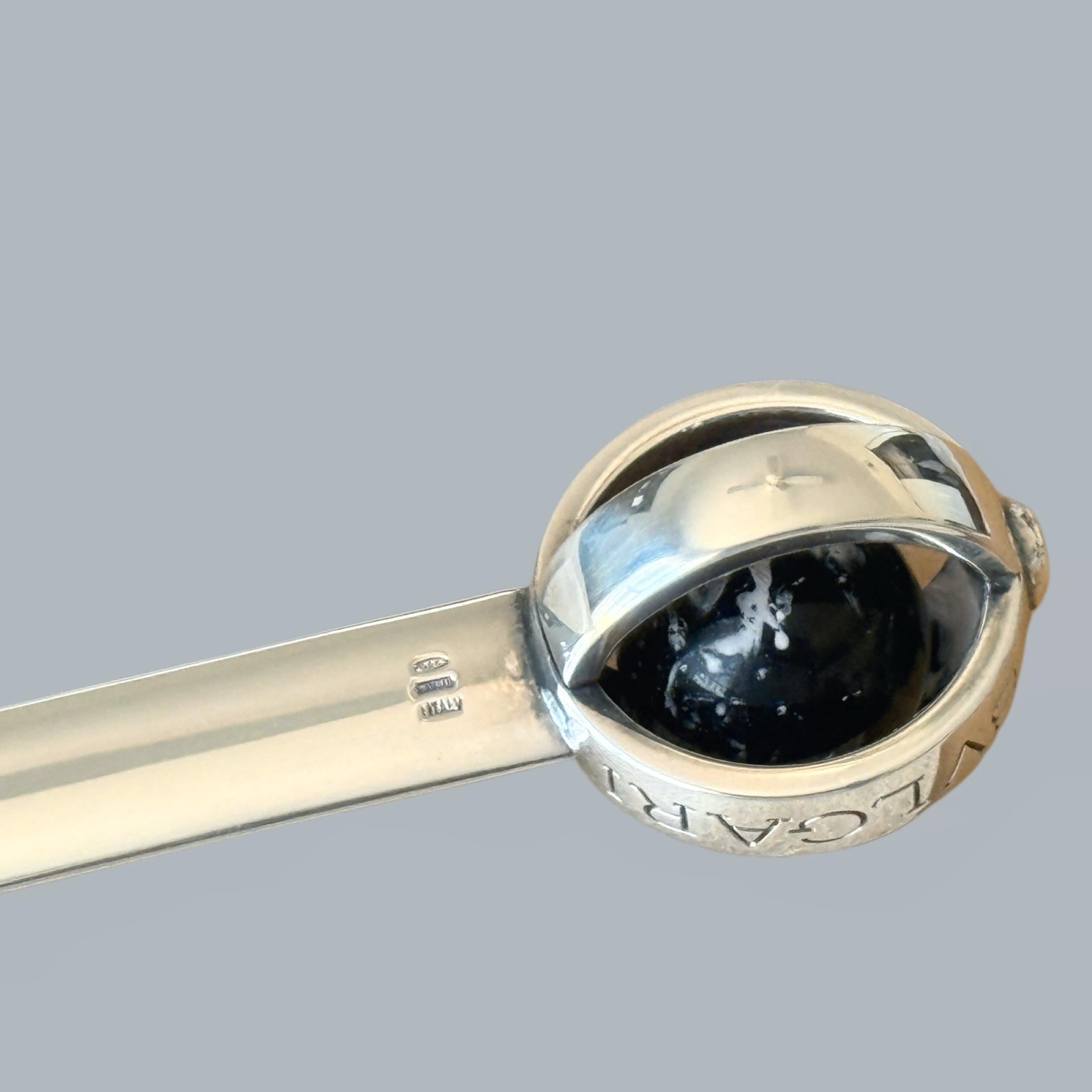 Coupe-papier en argent avec détails en onyx par Bulgari, 20e siècle en vente 6
