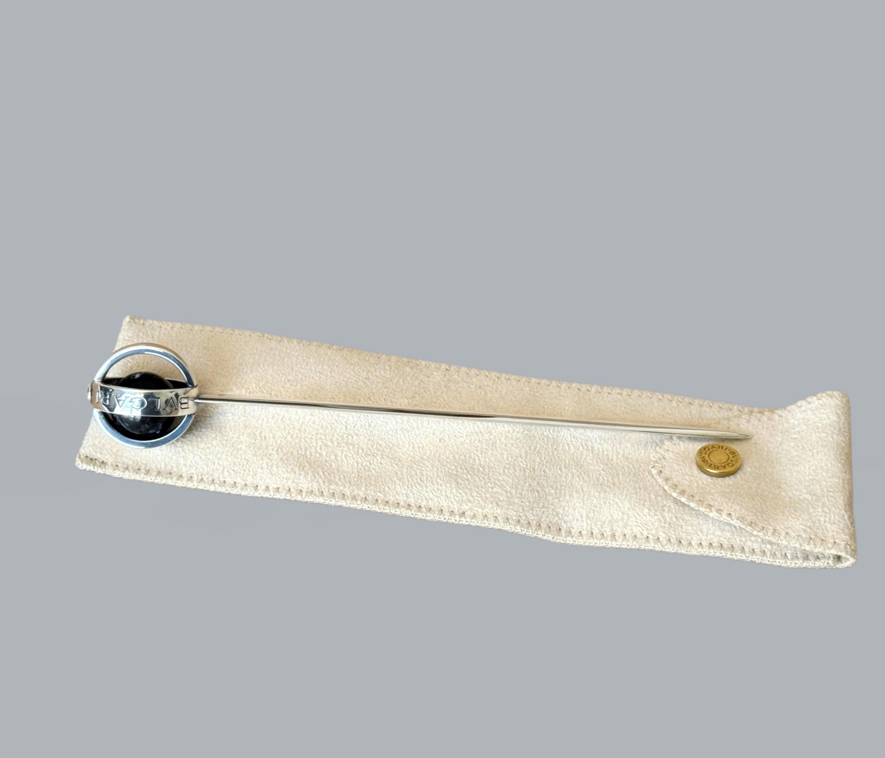 Coupe-papier en argent avec détails en onyx par Bulgari, 20e siècle Bon état - En vente à View Park, CA