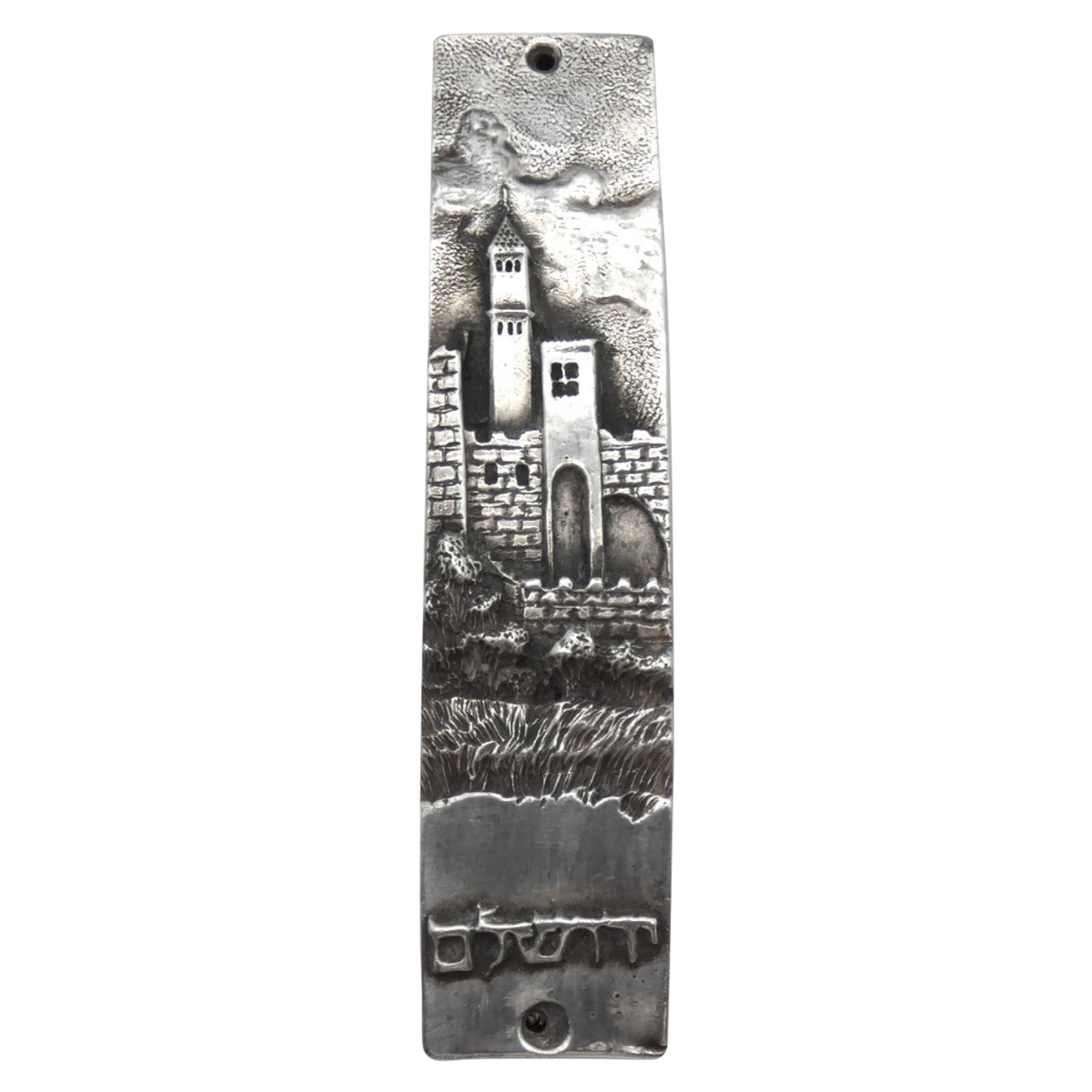 Una custodia per Mezuzah in argento di Henryk Winograd, New York 1991, Judaica in vendita