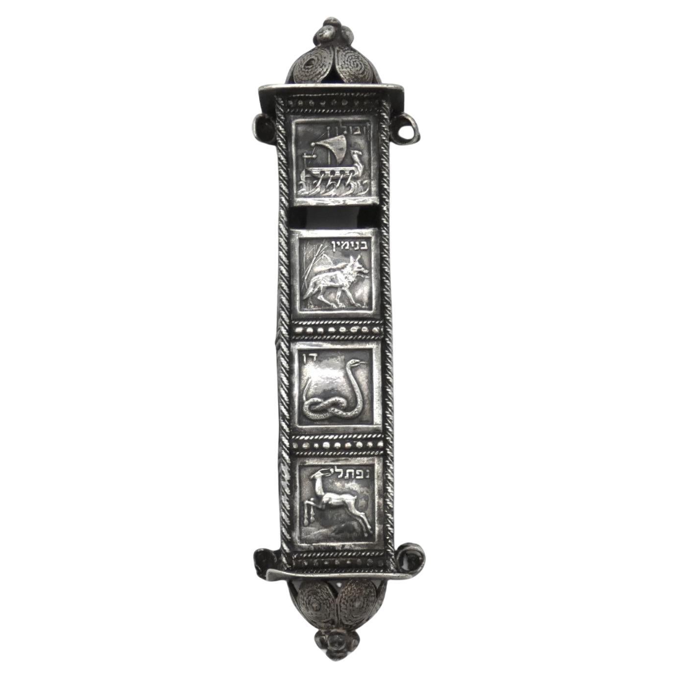 Estuche de plata para mezuzá de Stanetzky, Isarel, circa 1950