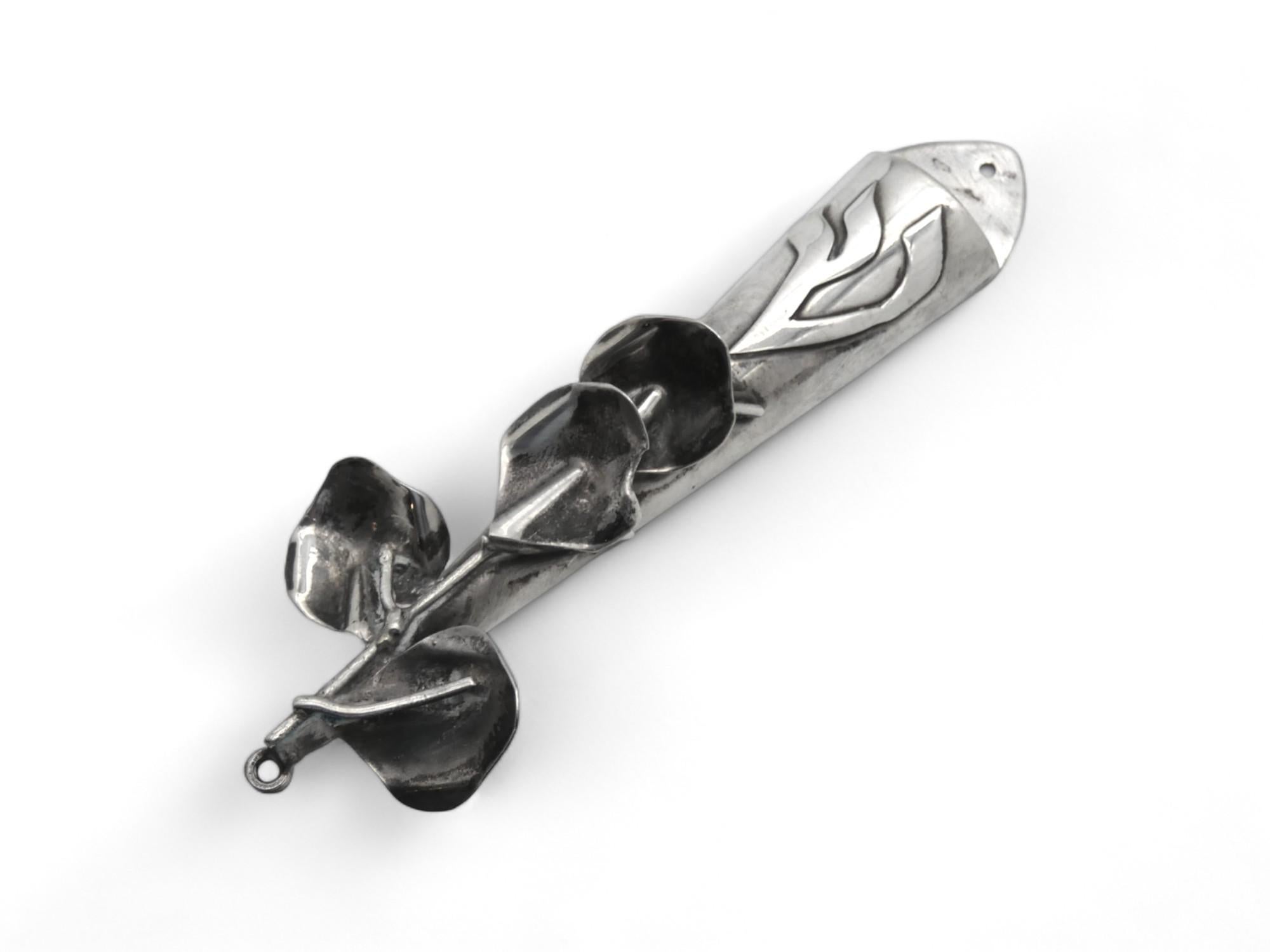Estuche de plata para mezuzá, Israel 2ª mitad del siglo XX en venta 1