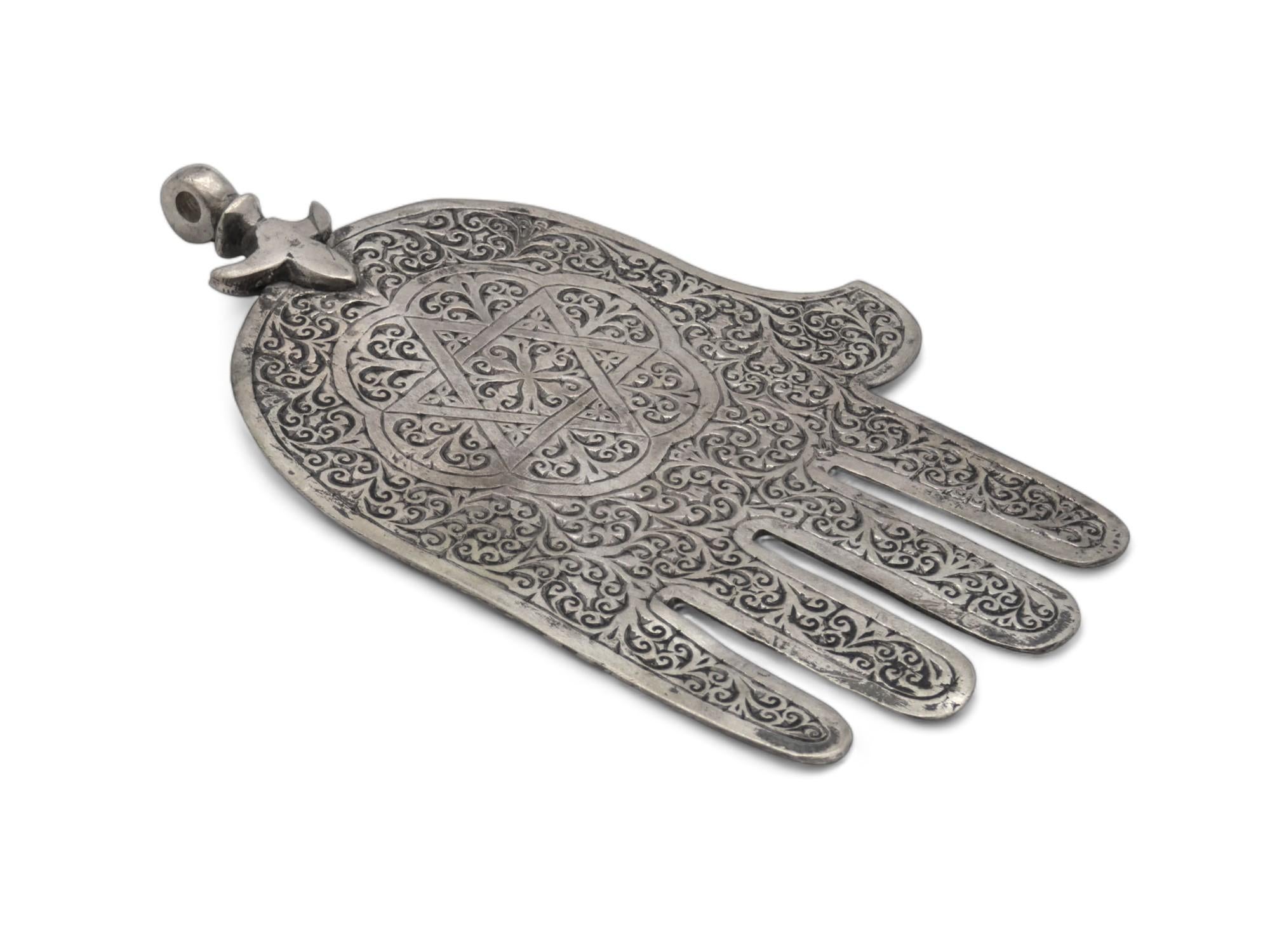 A Silver Moroccan Hamsa Circa 1900 In Good Condition In New York, NY