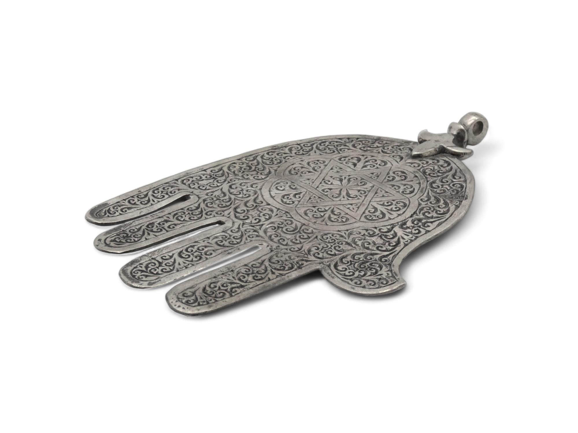 Early 20th Century A Silver Moroccan Hamsa Circa 1900