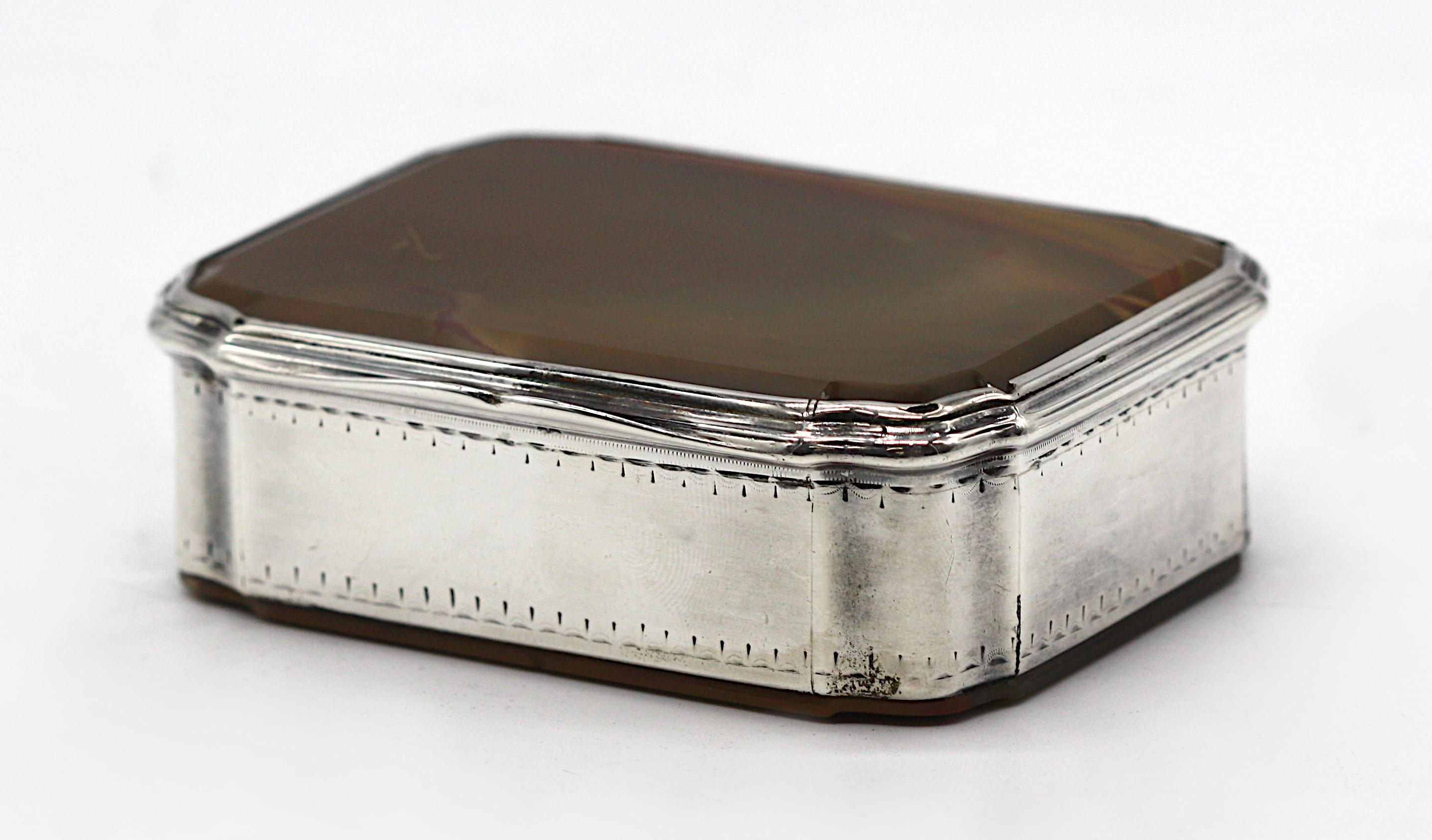 Silver-Mounted Agate Box, Probably English, circa 1870 In Good Condition For Sale In West Palm Beach, FL
