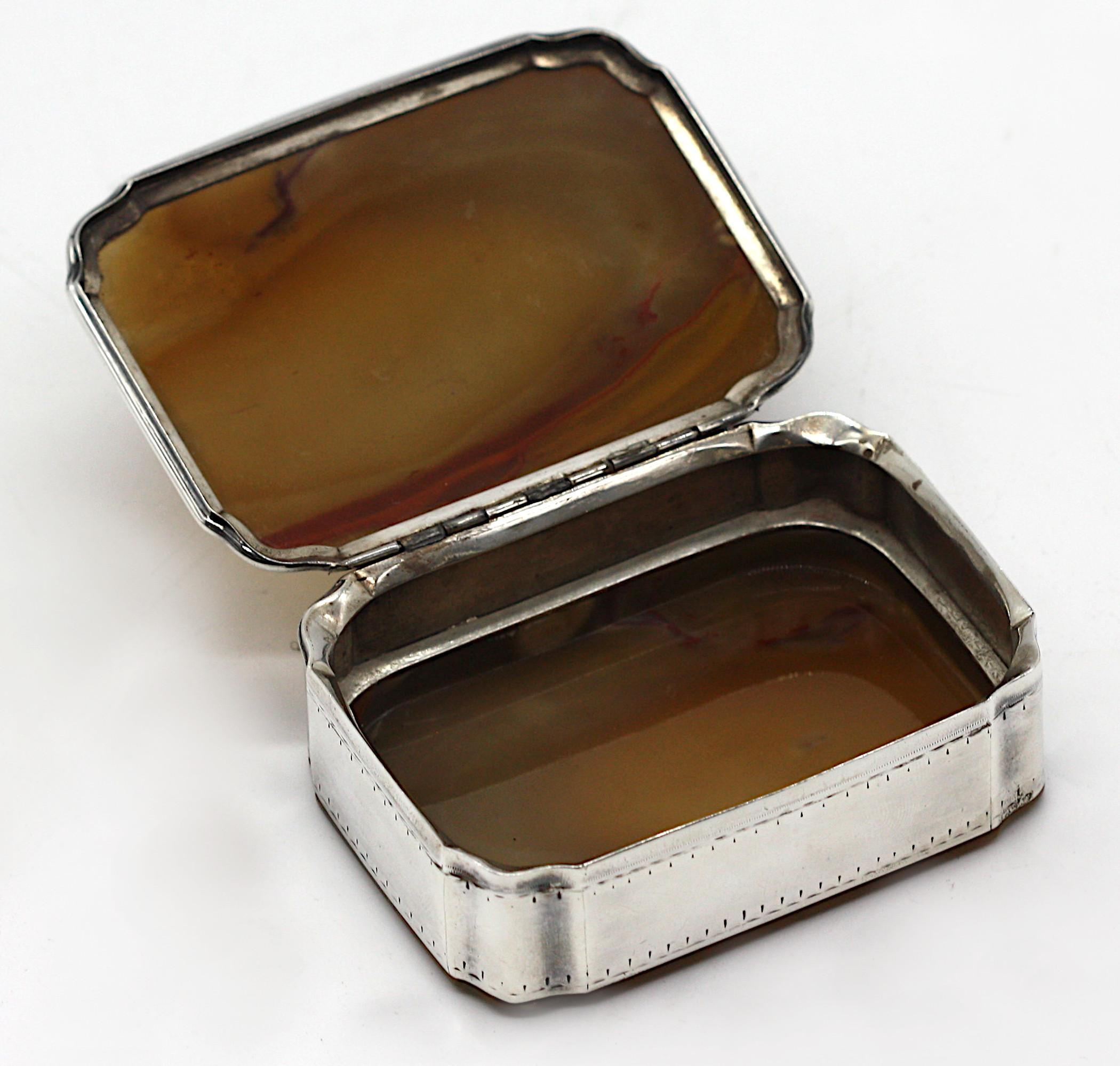 19th Century Silver-Mounted Agate Box, Probably English, circa 1870 For Sale