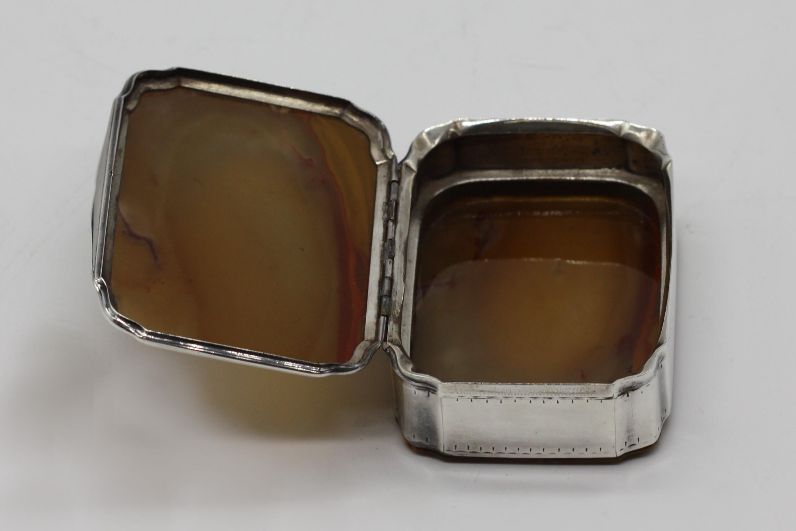 Silver-Mounted Agate Box, Probably English, circa 1870 For Sale 1