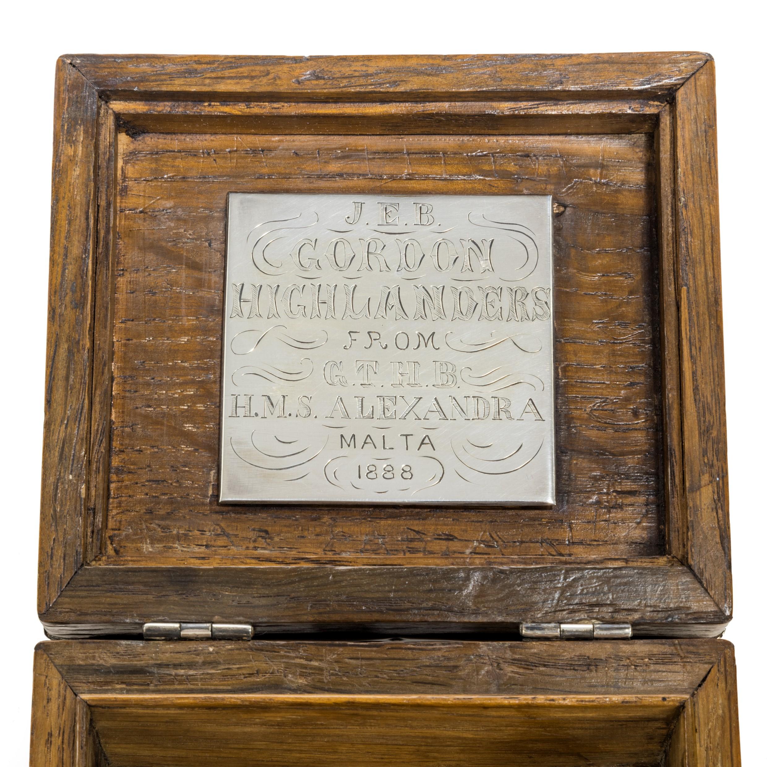 English Silver Mounted Commemorative Box Made from ‘Victory’ Oak