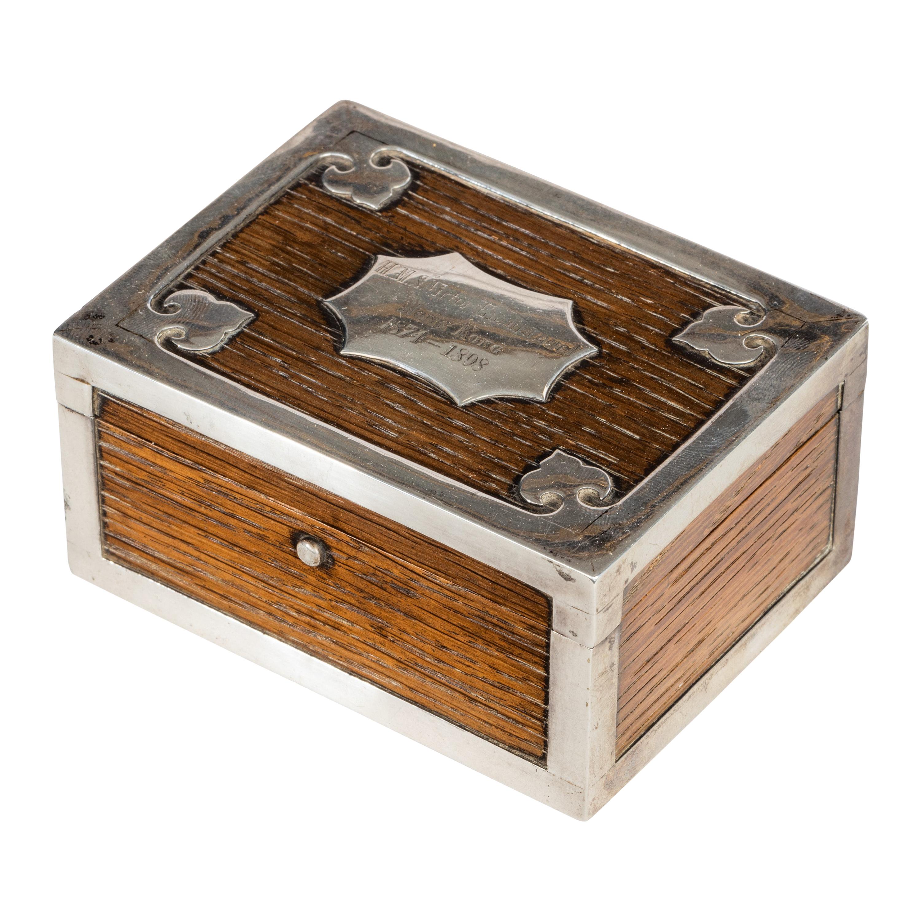 Silver Mounted Oak Box from the Ship's Timbers of Hms Victor Emmanuel