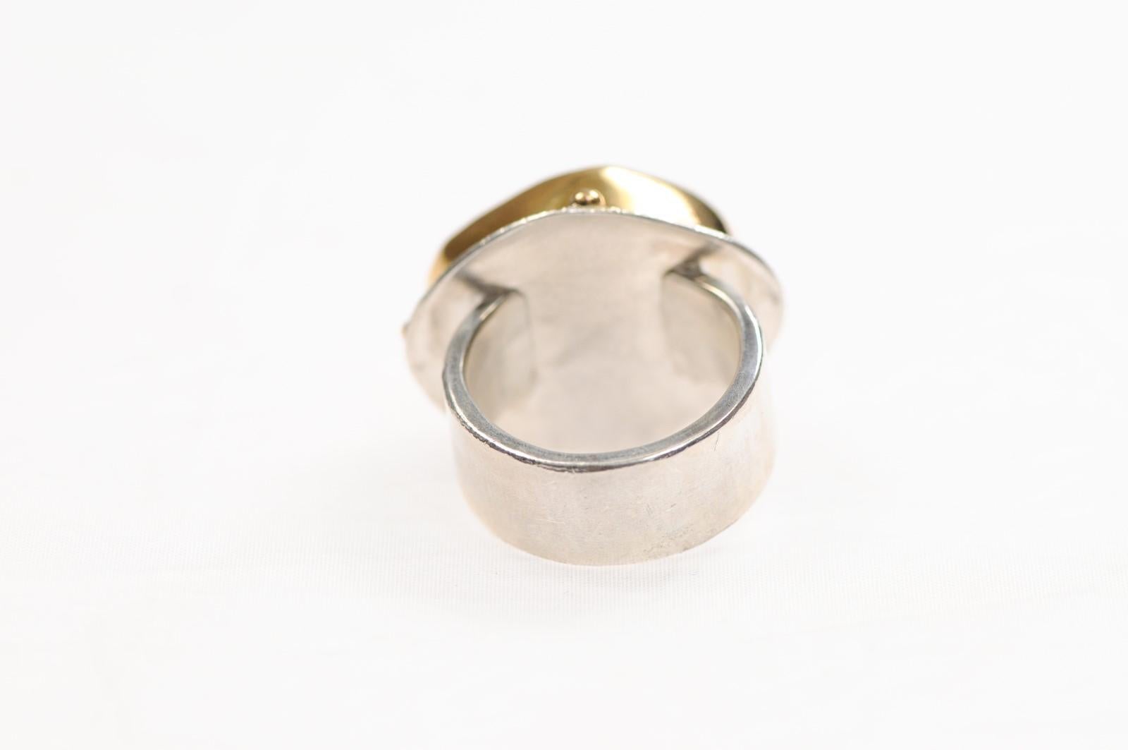 A Silver Owl Tetradrachm Ring w/ 22k gold For Sale 4