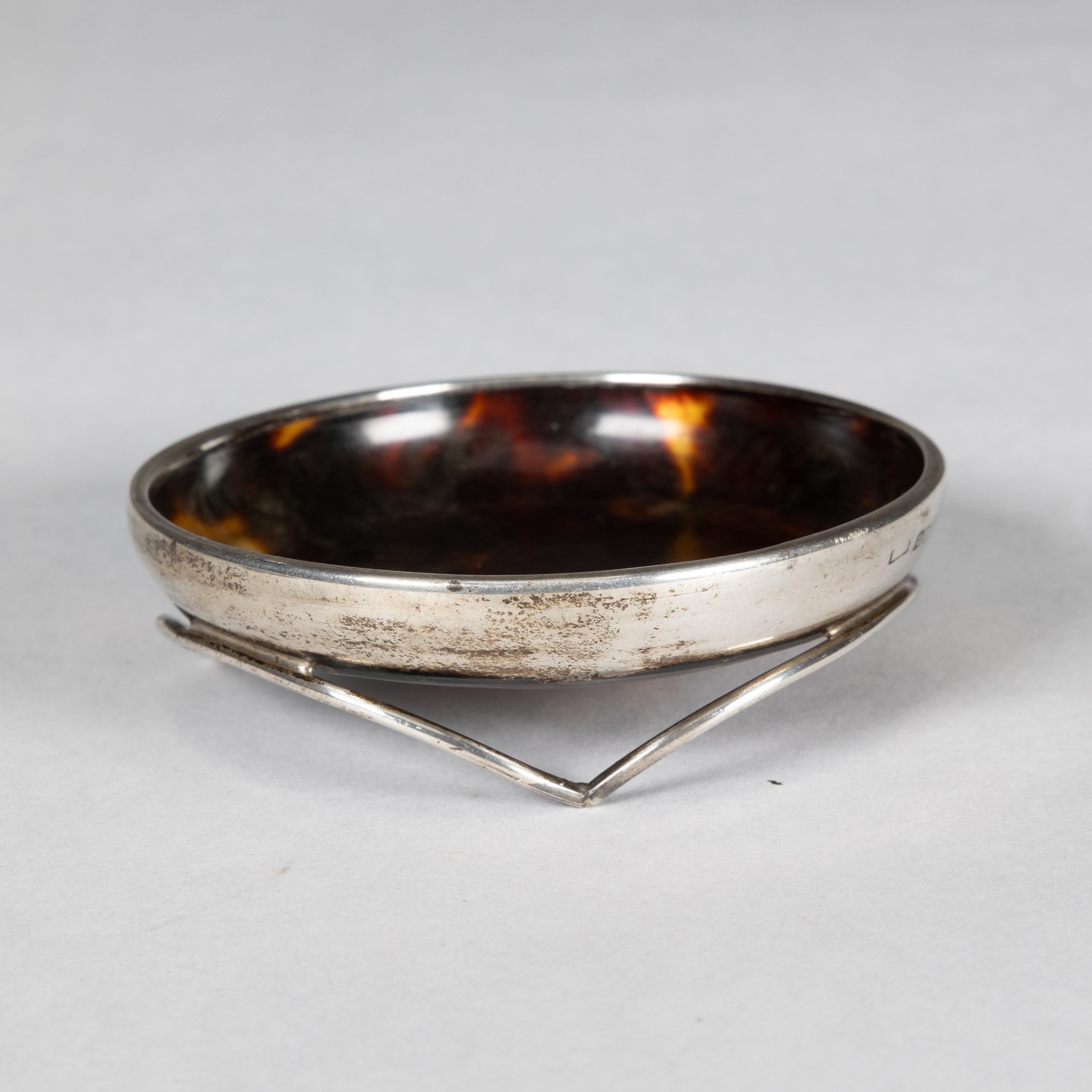 Arts and Crafts A silver pin dish with a bakelite centre with silver mark Birmingham For Sale