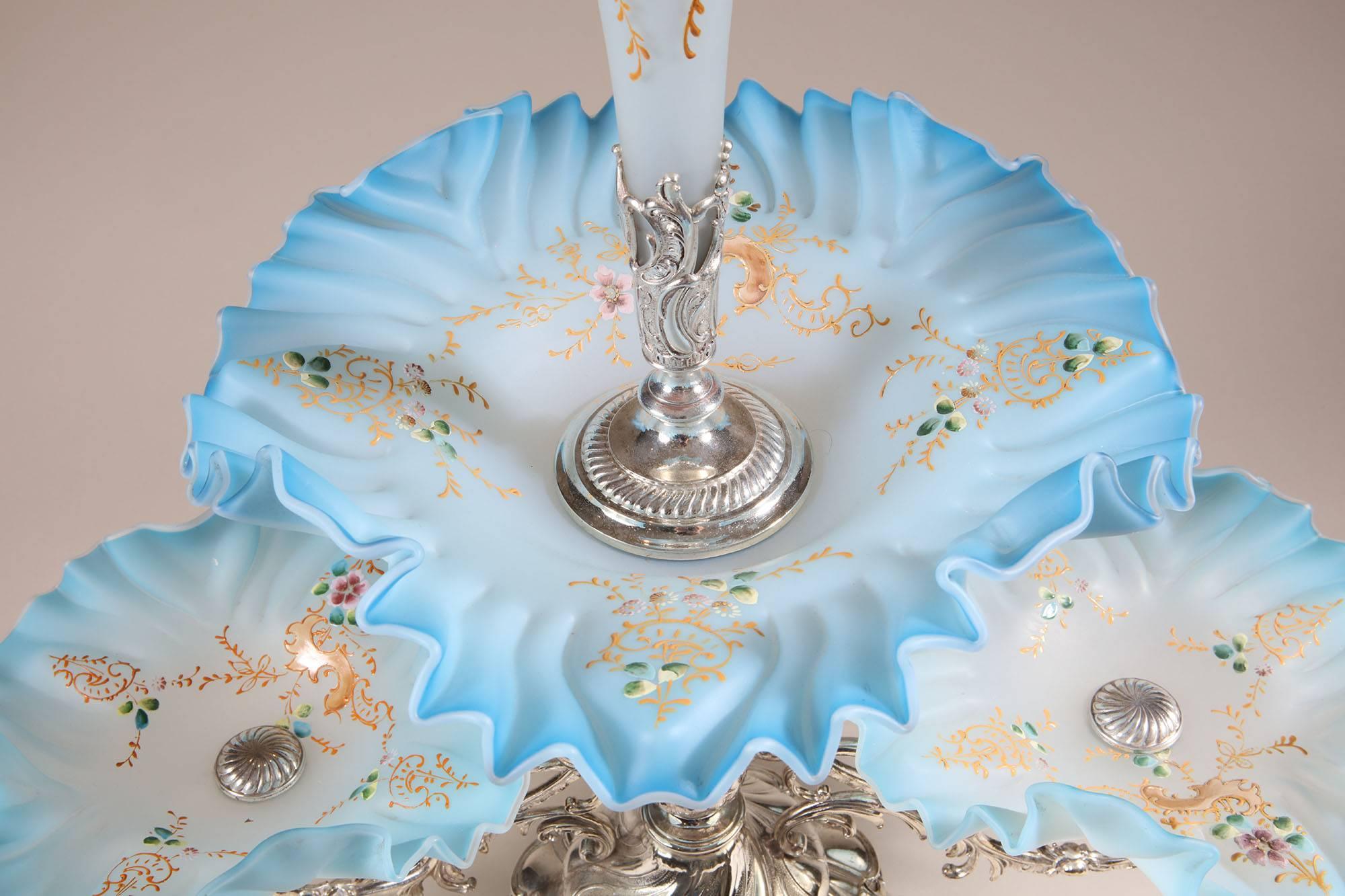 French A Silver Plate and Glass Epergne Centrepiece 