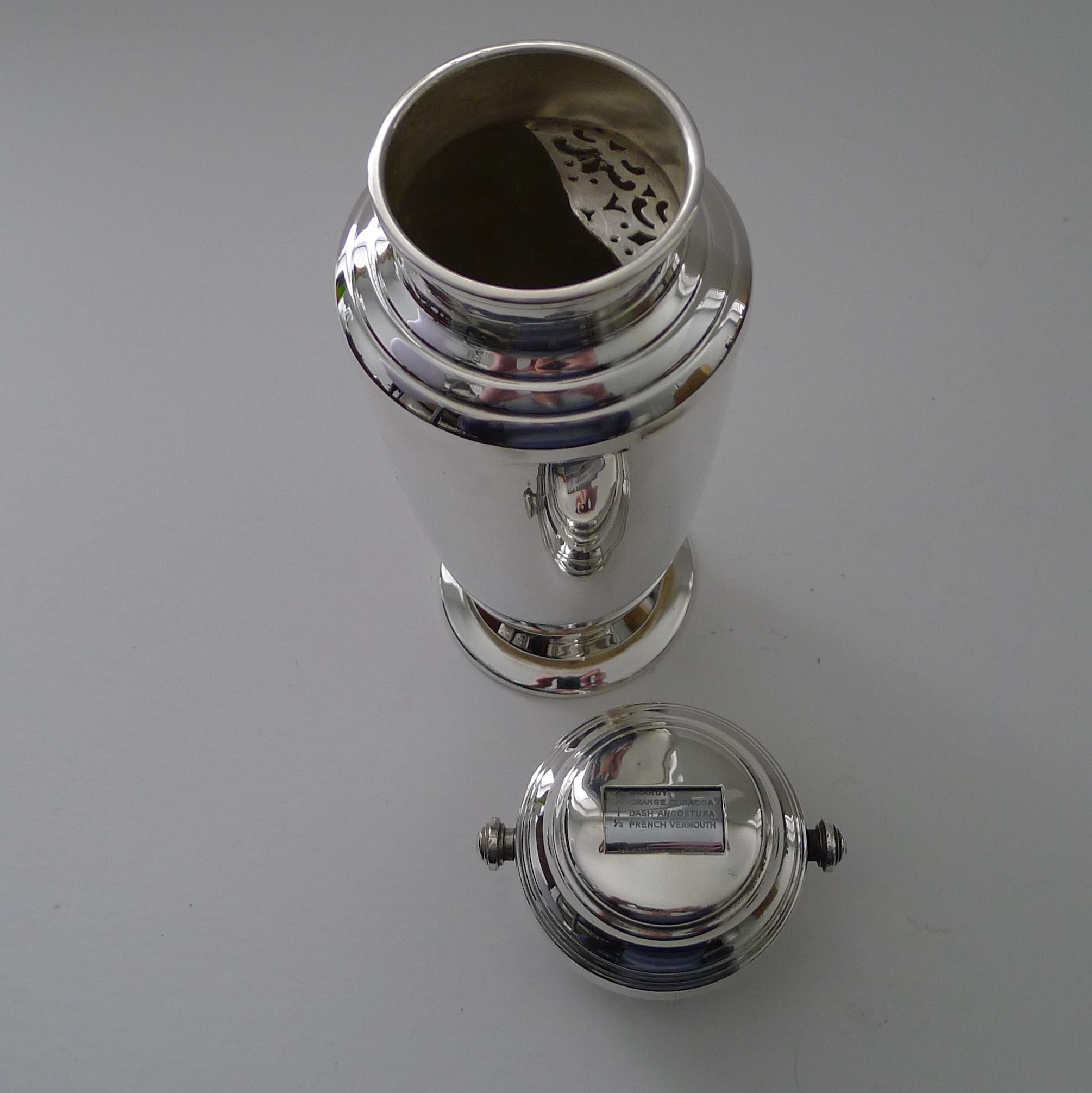 Silver-Plated Art Deco 'Mixit' Recipe Cocktail Shaker, C S Green For Sale 10