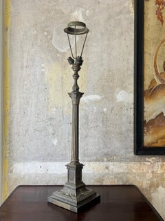 A Silver Plated Column Lamp