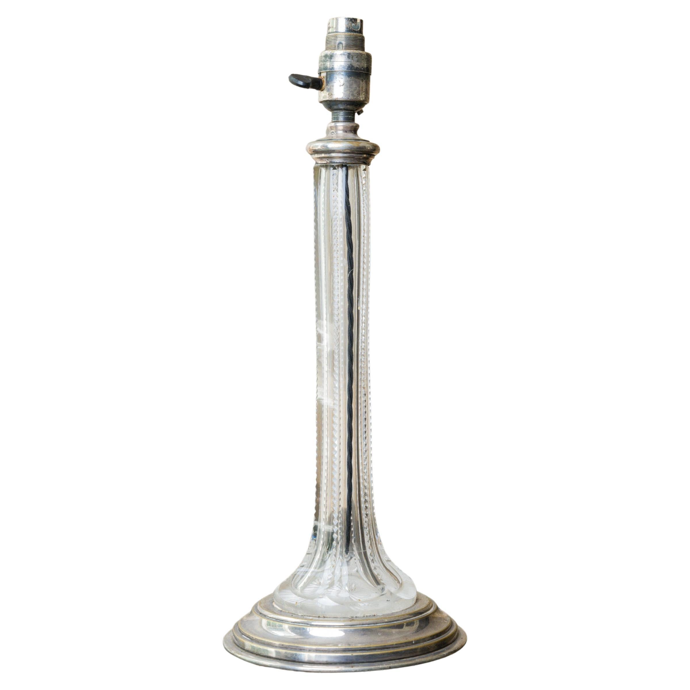 A Silver Plated Cut Glass Table Lamp