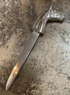 Silver Plated Equestrian Horse Head Letter Opener, Italy, 1960s