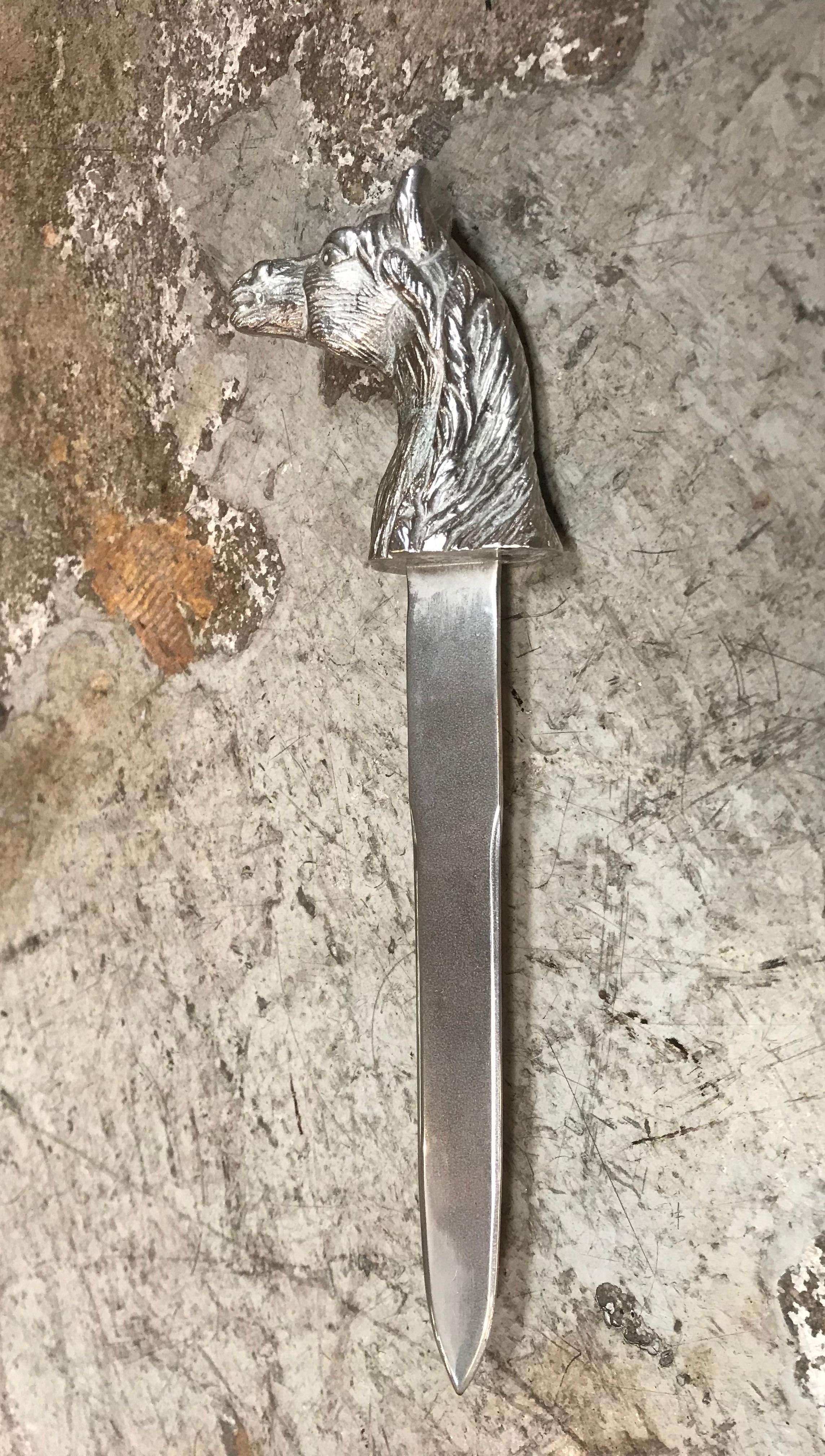 Silver Plated Equestrian Horse Head Letter Opener, Italy, 1960s In Good Condition For Sale In Los Angeles, CA