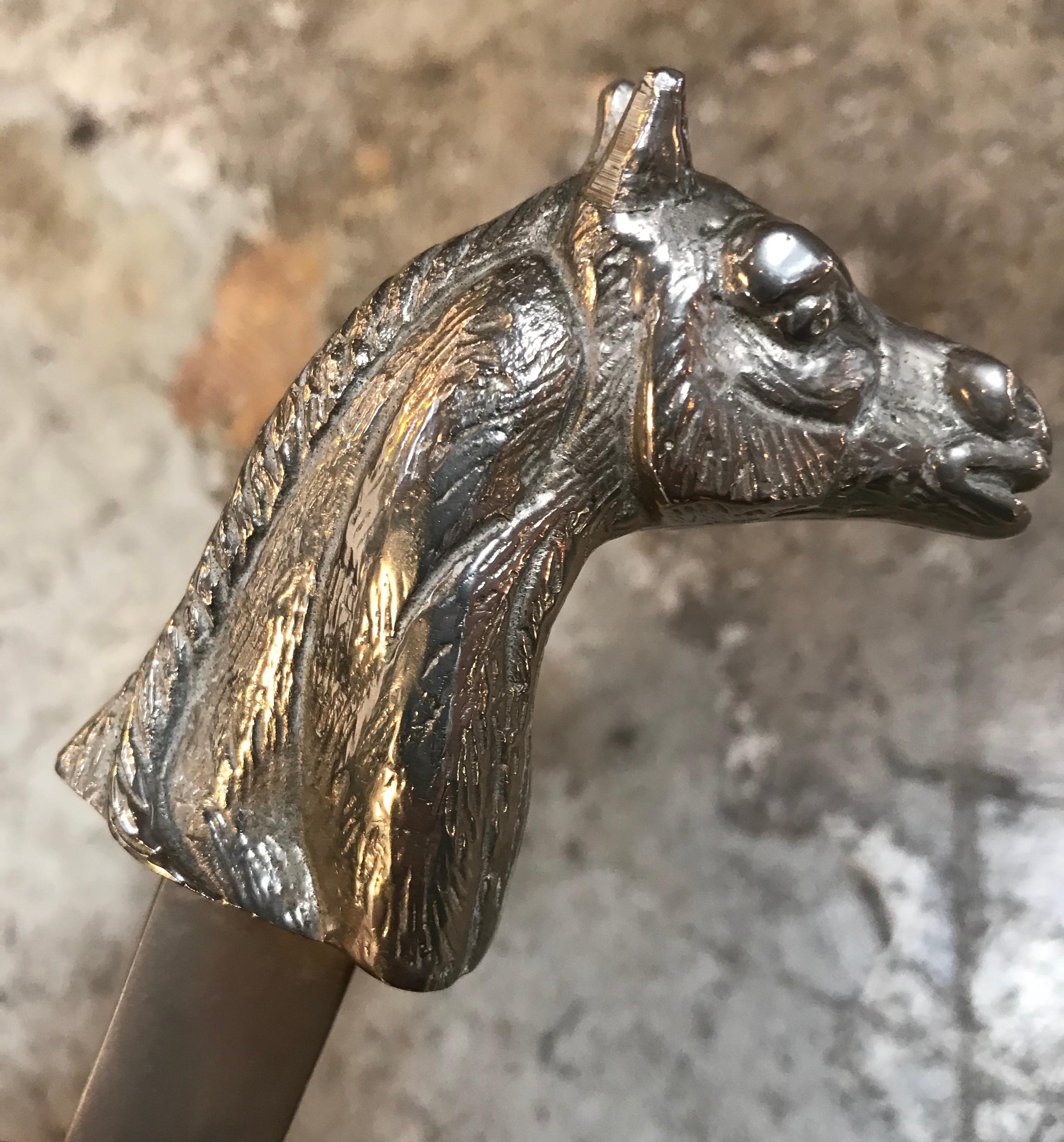 Silver Plated Equestrian Horse Head Letter Opener, Italy, 1960s For Sale 3