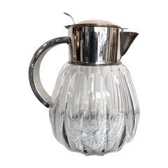Silver Plated Faceted Crystal Lemonade Jug with Central Glass Ice Compartment