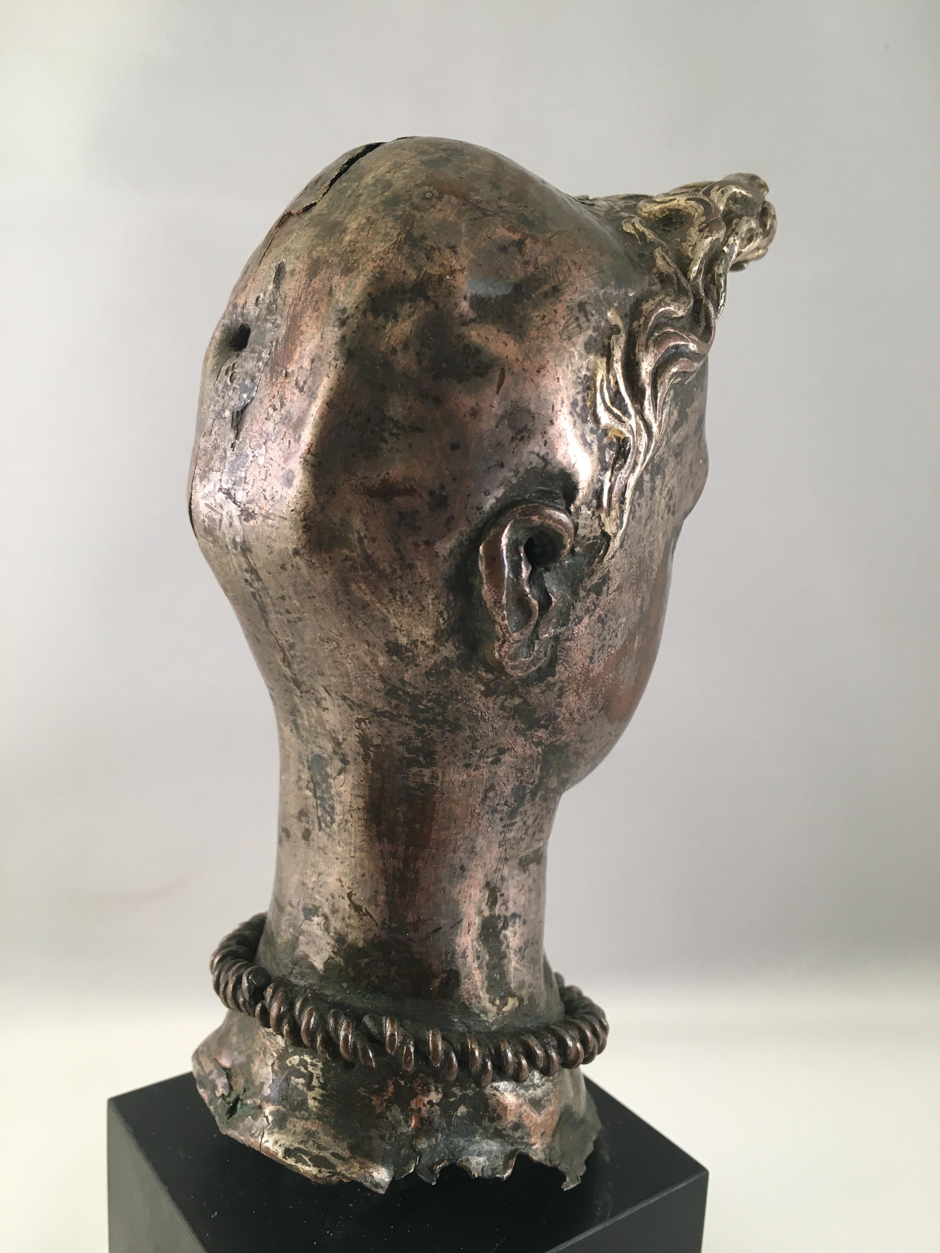 18th Century and Earlier Silver Plated Head of 