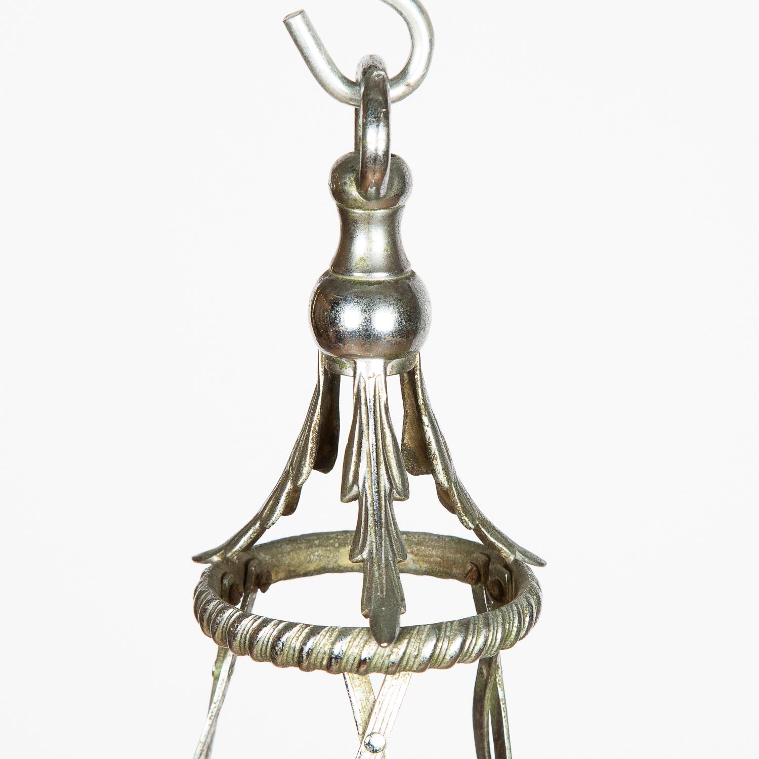 Silver Plated Pendant Light with Cut Glass Bowl by Faraday & Son 7