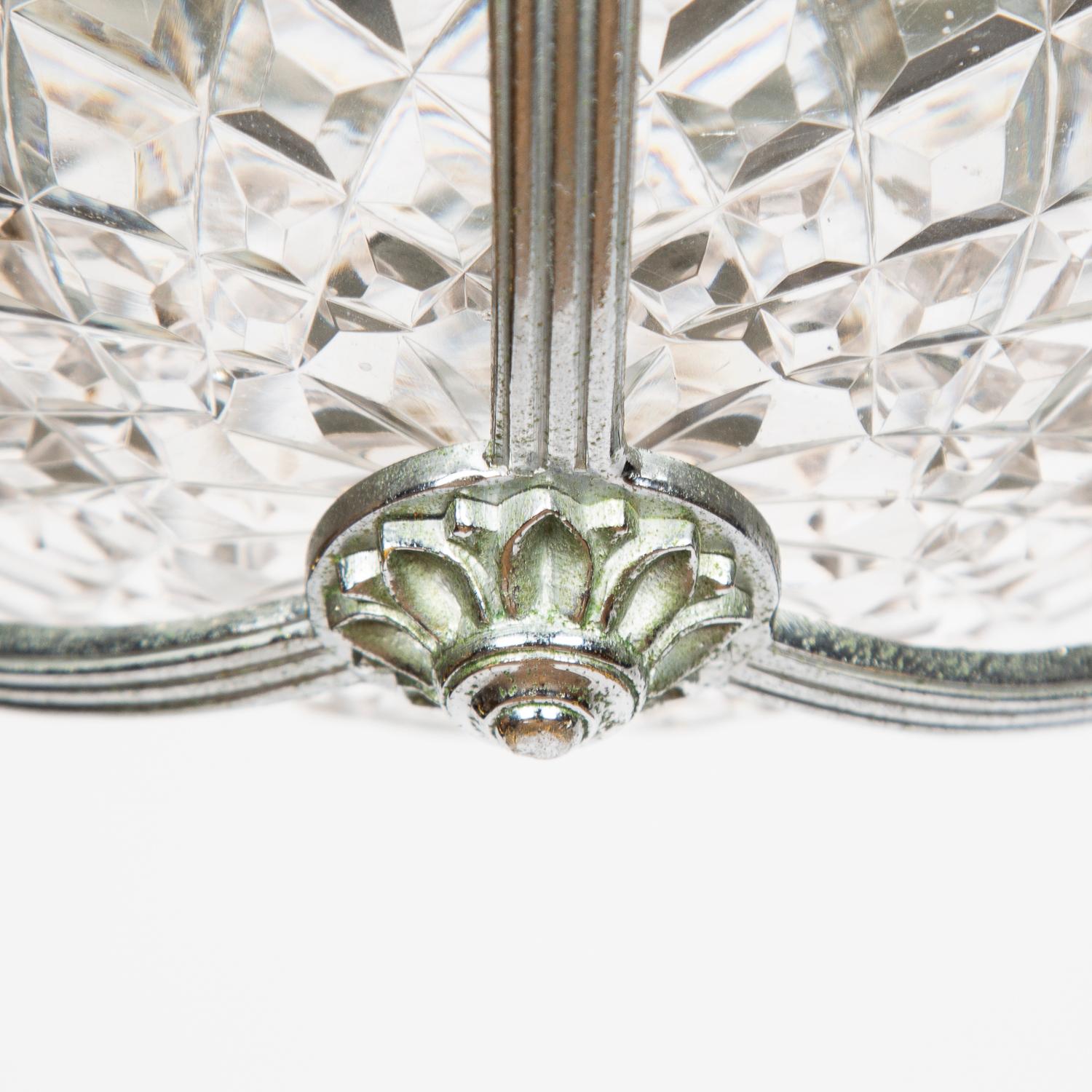 Silver Plated Pendant Light with Cut Glass Bowl by Faraday & Son 2