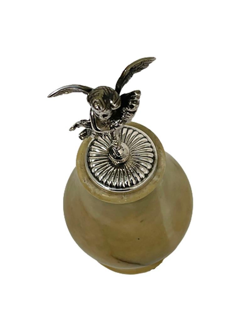 19th Century Silver Putto Wine Bottle Stopper For Sale