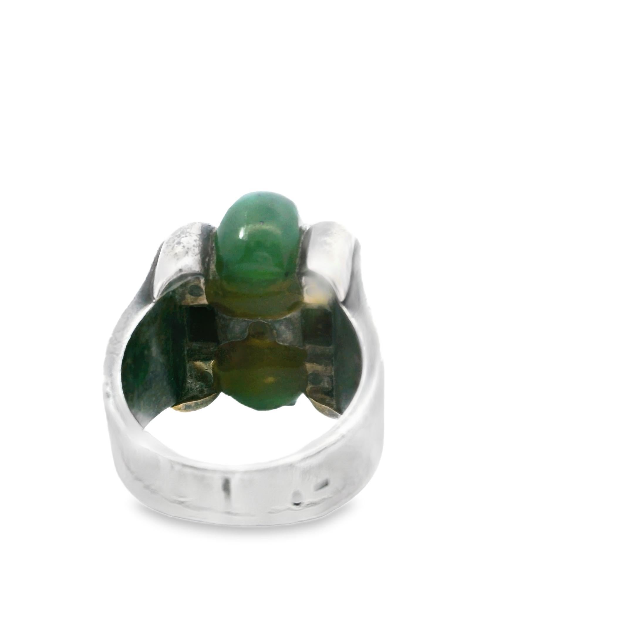Perle Une bague en argent et une bague en jade. Puiforcat. Art déco. en vente