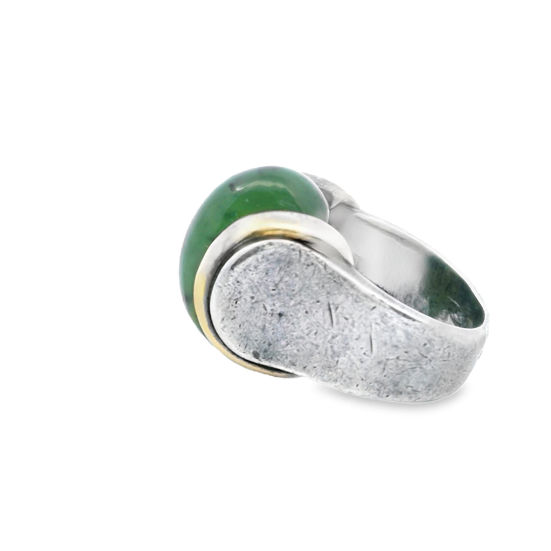 Une bague en argent et une bague en jade. Puiforcat. Art déco. Bon état - En vente à New York, NY