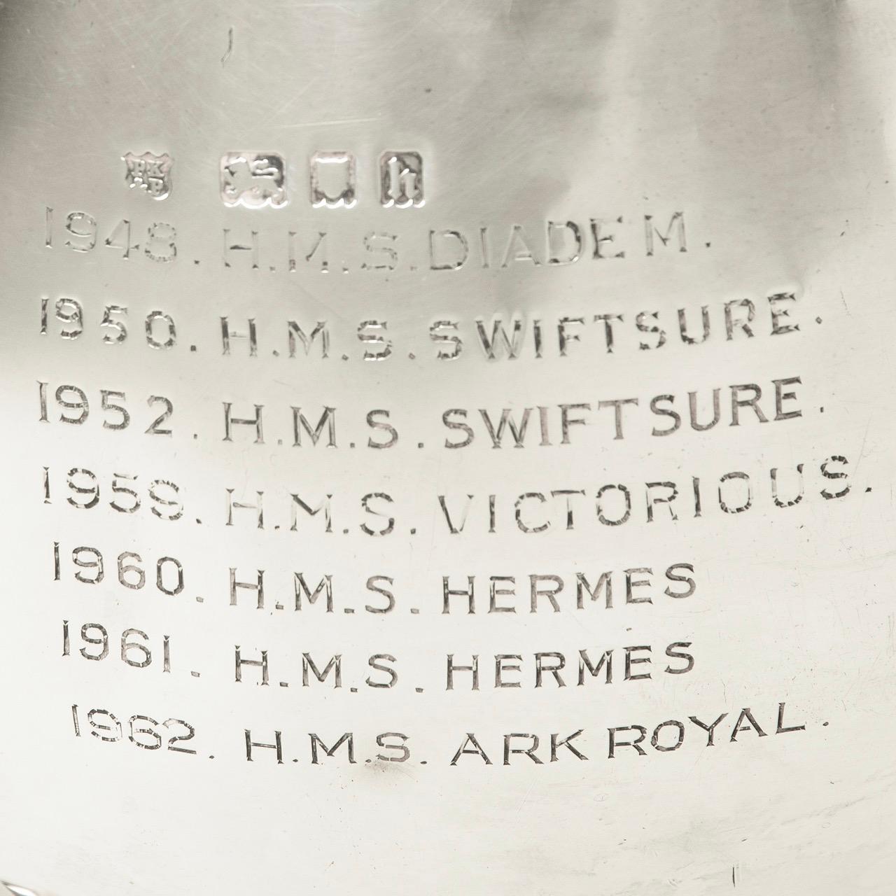 A silver Royal Navy racing cup presented by H.M.S. Curaçao For Sale 1