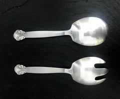 Silver Salad Server Set in Bittersweet Pattern by Georg Jensen