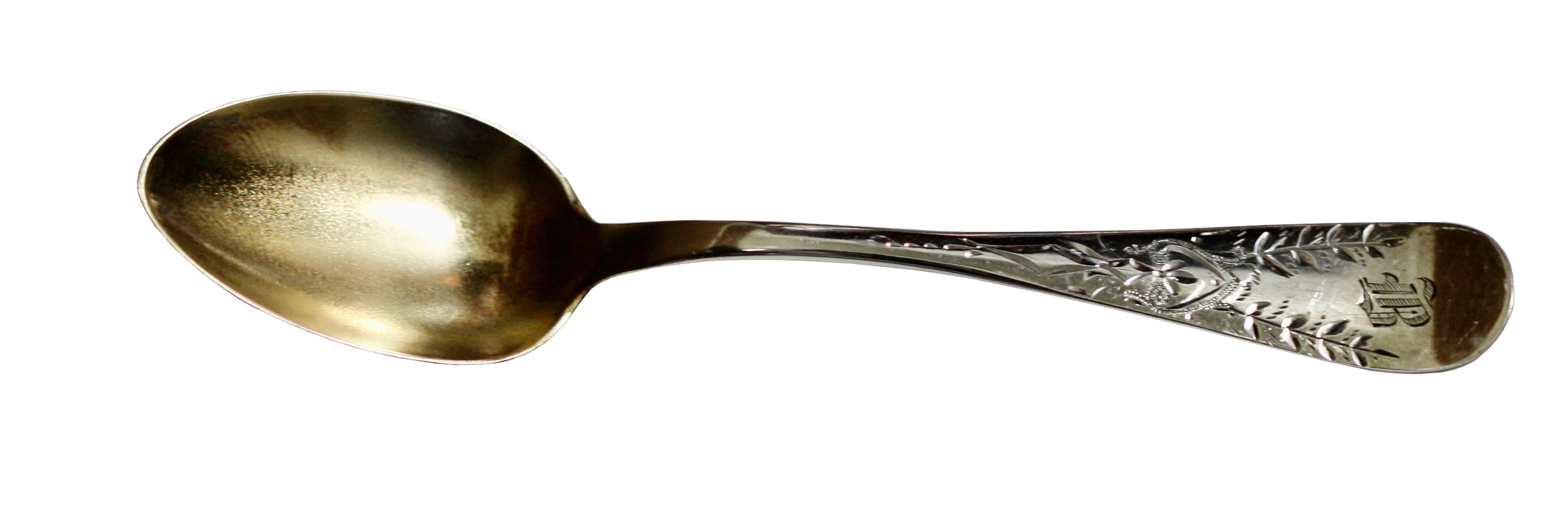 A silver set of twelve demitasse spoons in a fitted case 
American, 20th century
stylised floral finials in the manner of A. Knox (12)
4.4 in. (11.2 cm.).
 