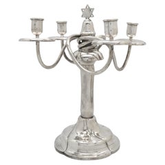 Antique A Silver Shabbat Candelabra, Austria Circa 1925