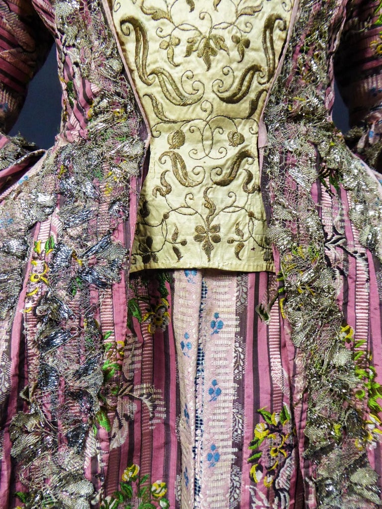 A Silver Silk Brocade French Court Robe à la Française- Circa 1765/1780 at  1stDibs | robe a la francaise, robe ala francaise, robe a la francaise for  sale