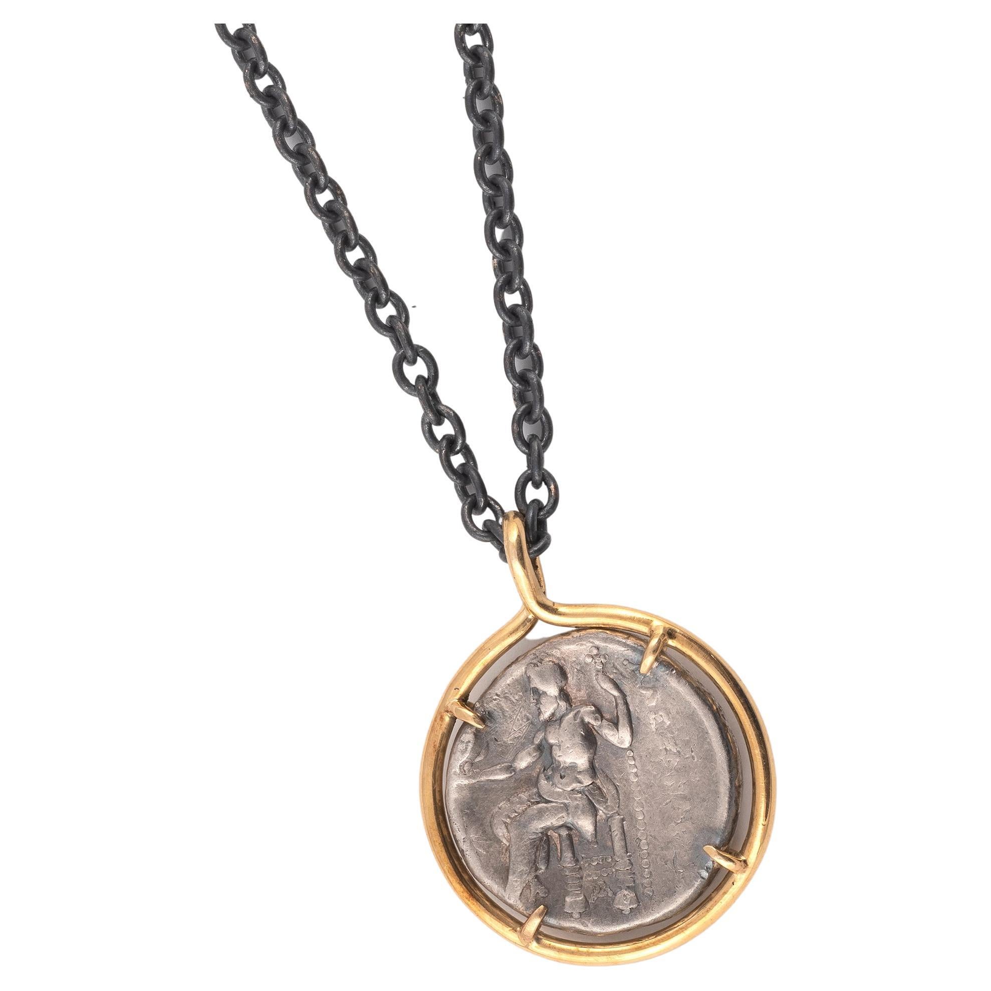 Greek Revival  A Silver Tetradrachm Of Alexander The Great Set In 18ct Gold Pendant 336-323 BC