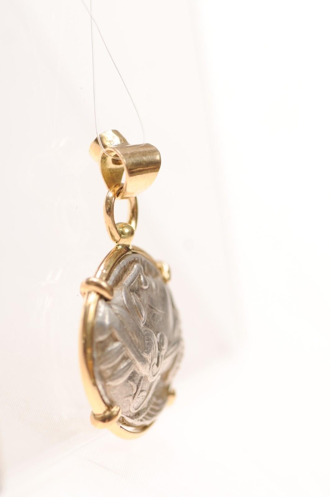 A Silver Tetradrachm Owl with Diamond & 18 karat gold (pendant only) For Sale 7