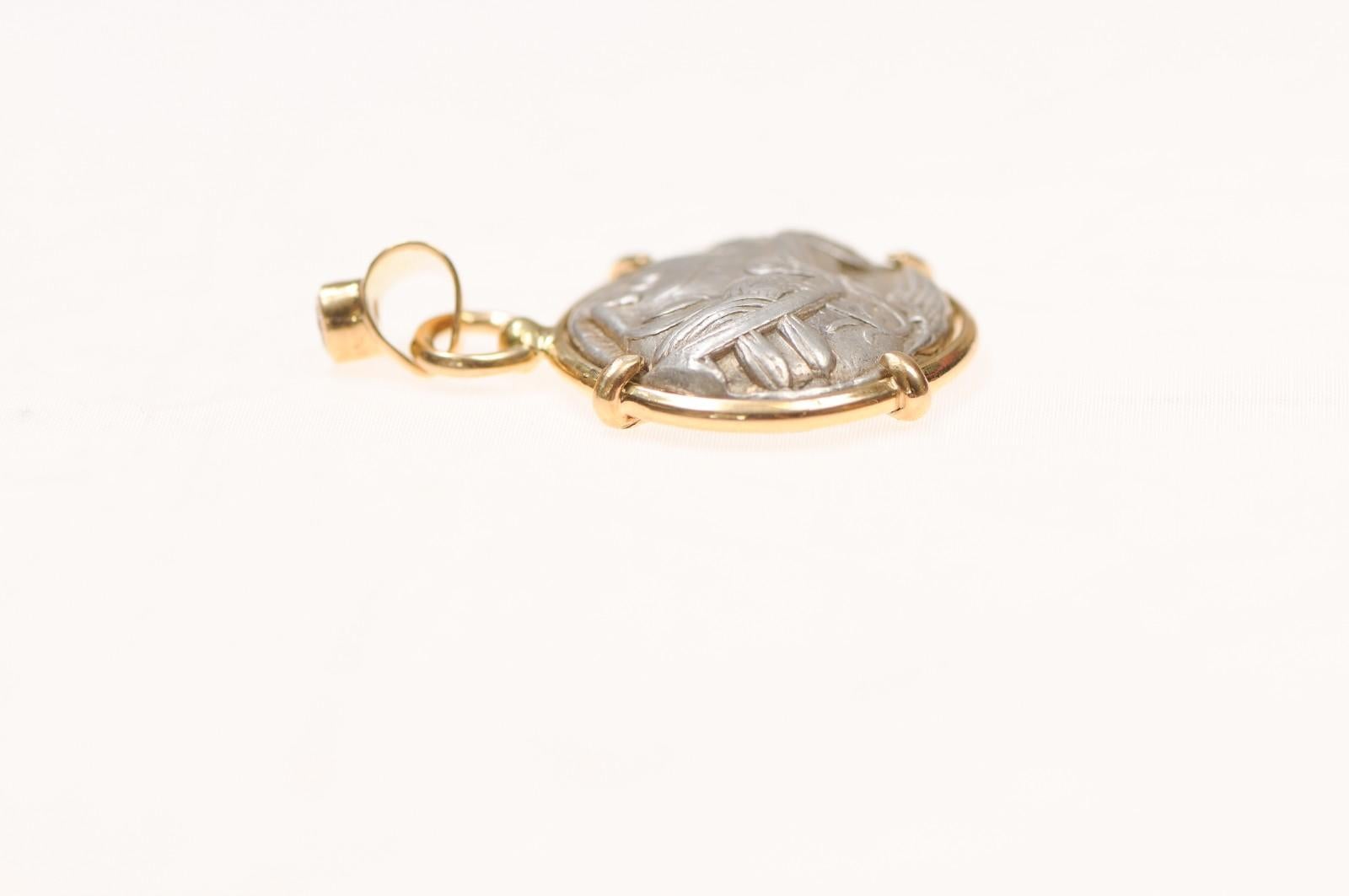 A Silver Tetradrachm Owl with Diamond & 18 karat gold (pendant only) For Sale 10