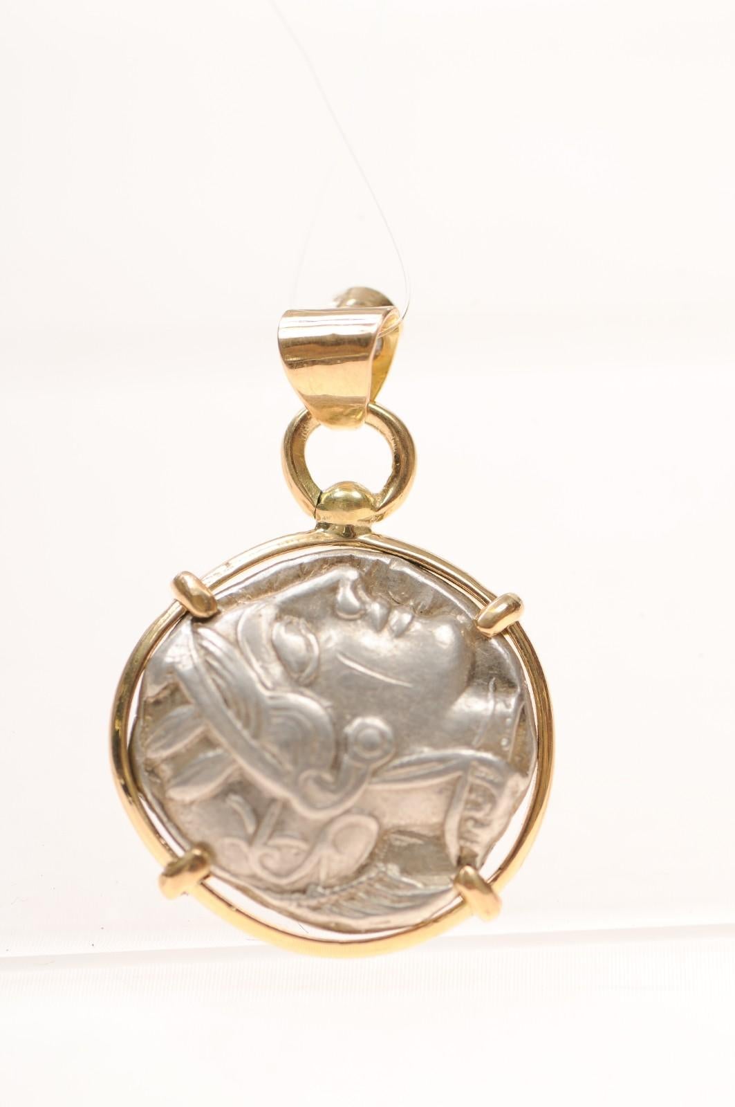 A Silver Tetradrachm Owl with Diamond & 18 karat gold (pendant only) For Sale 3