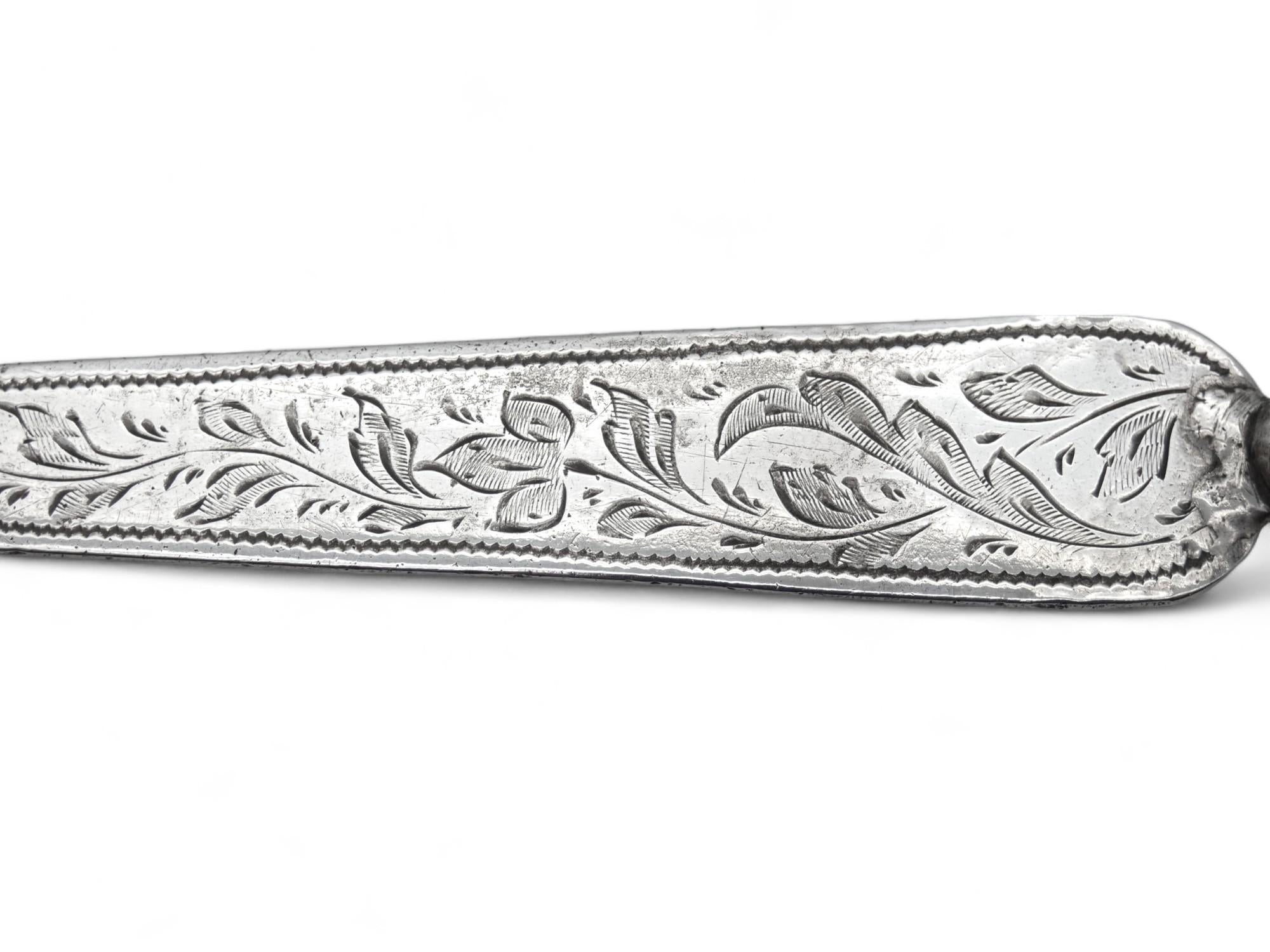 Engraved A Silver Torah Pointer, Morocco, Circa 1900 For Sale