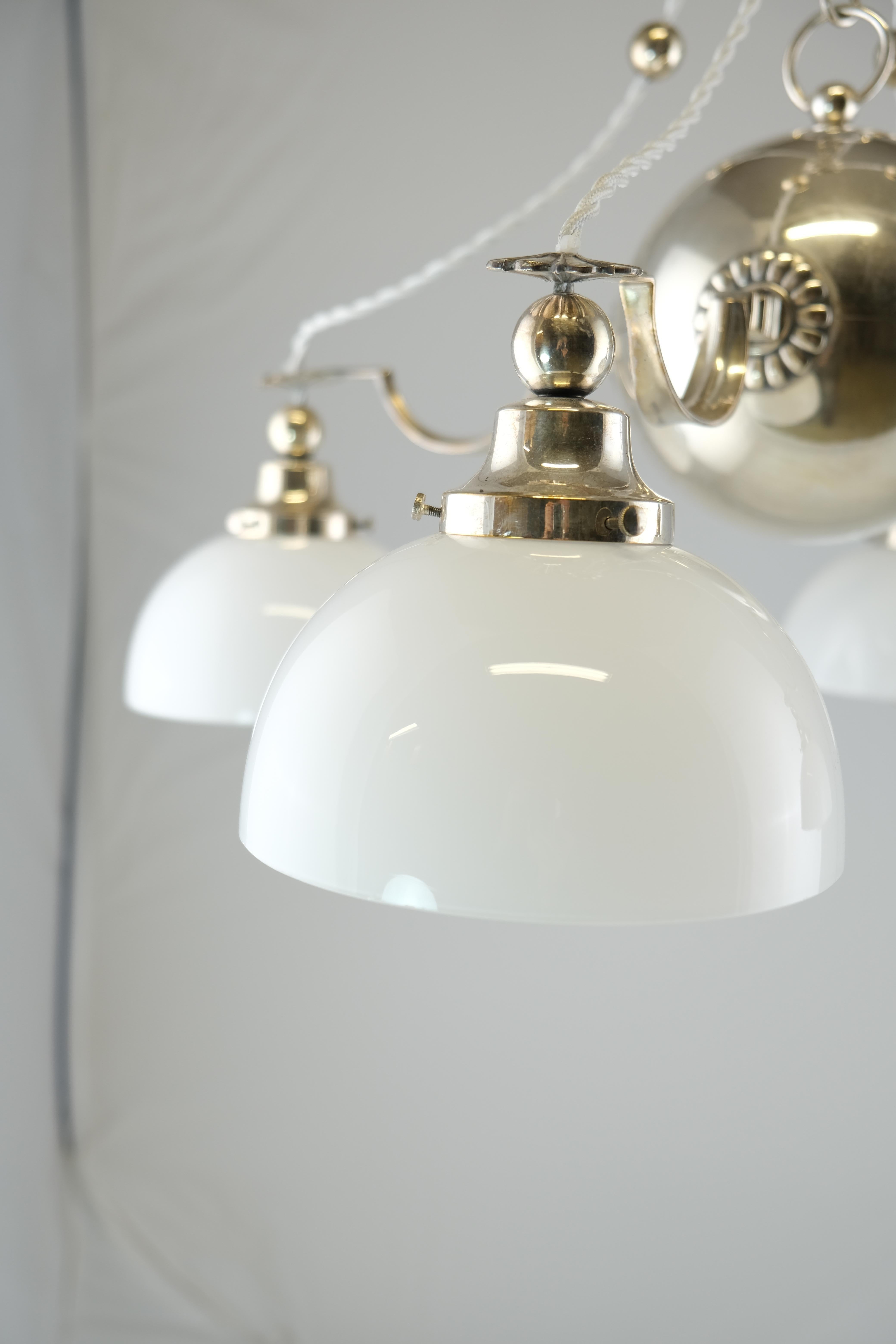 Mid-20th Century Silvered Brass 4-Light Art Deco Lamp Made Around 1930, Stockholm Sweden