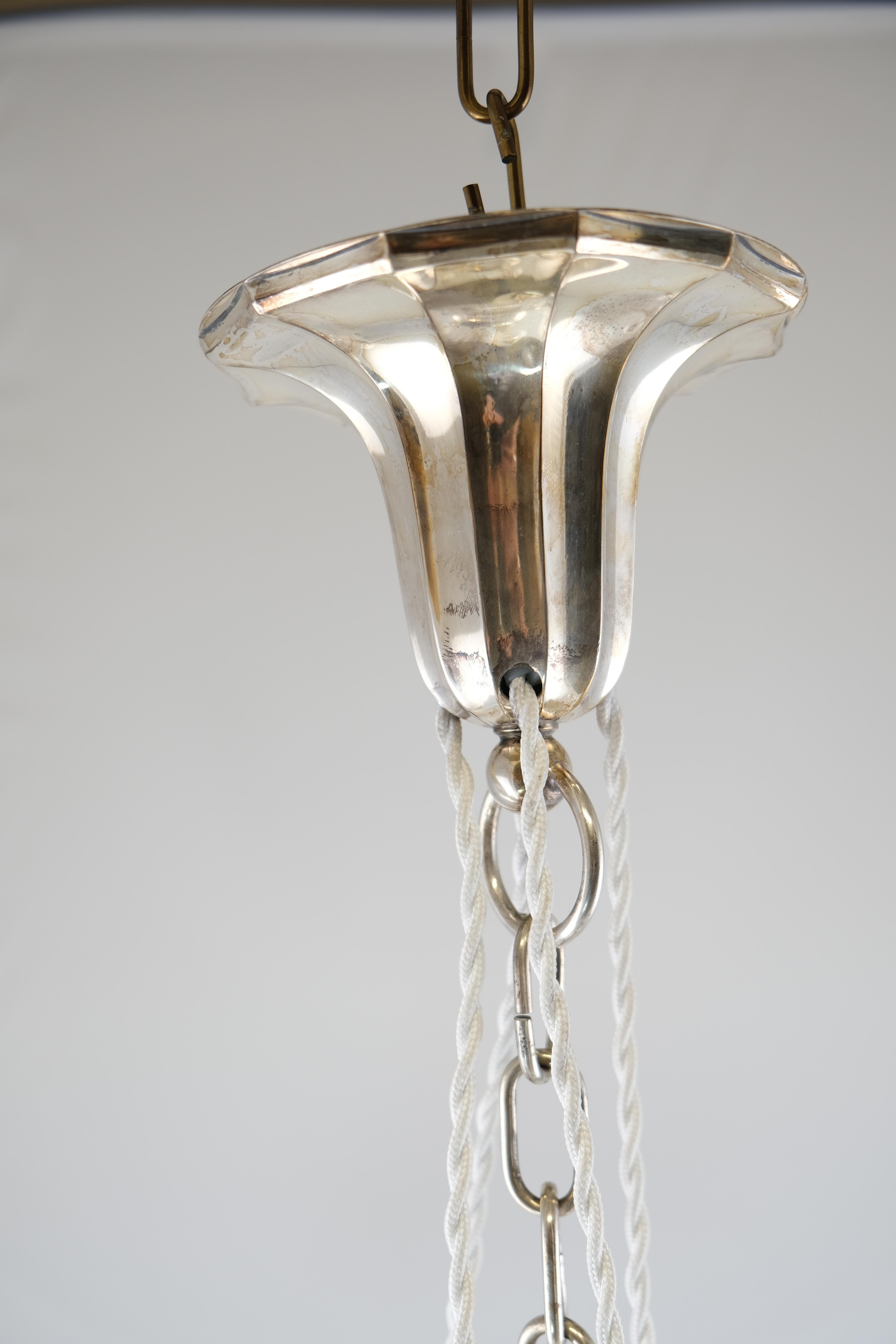 Silvered Brass 4-Light Art Deco Lamp Made Around 1930, Stockholm Sweden 3