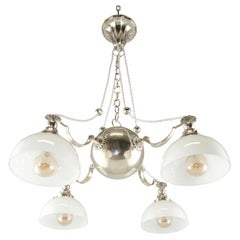 Silvered Brass 4-Light Art Deco Lamp Made Around 1930, Stockholm Sweden