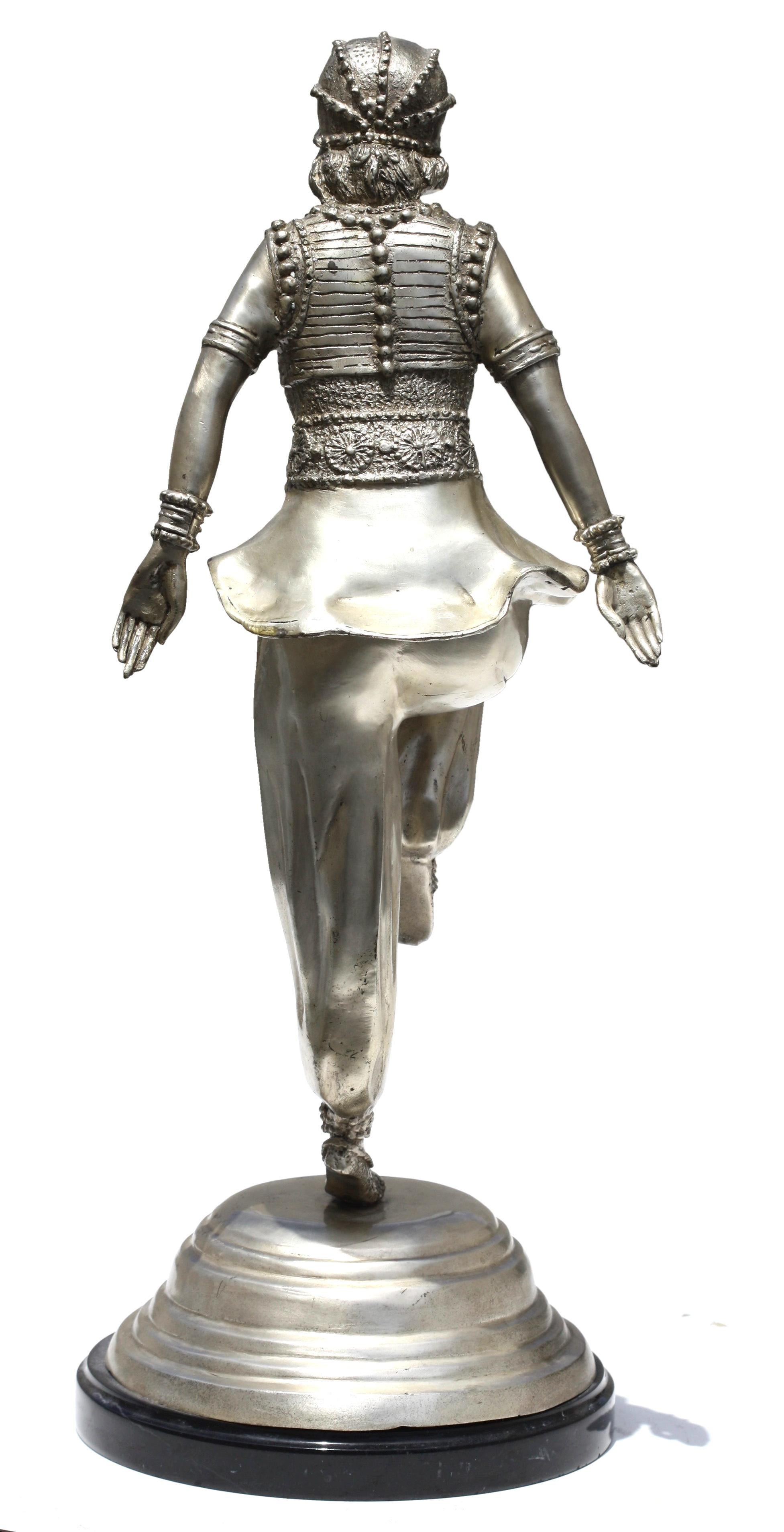 20th Century Silvered Bronze Dancer After a Model by Claire Colinet For Sale