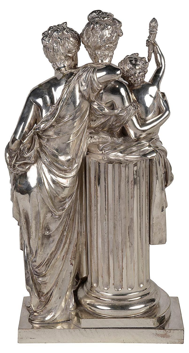 French Silvered-Bronze Group 'the Reading' Carrier-Belleuse, 19th Century For Sale