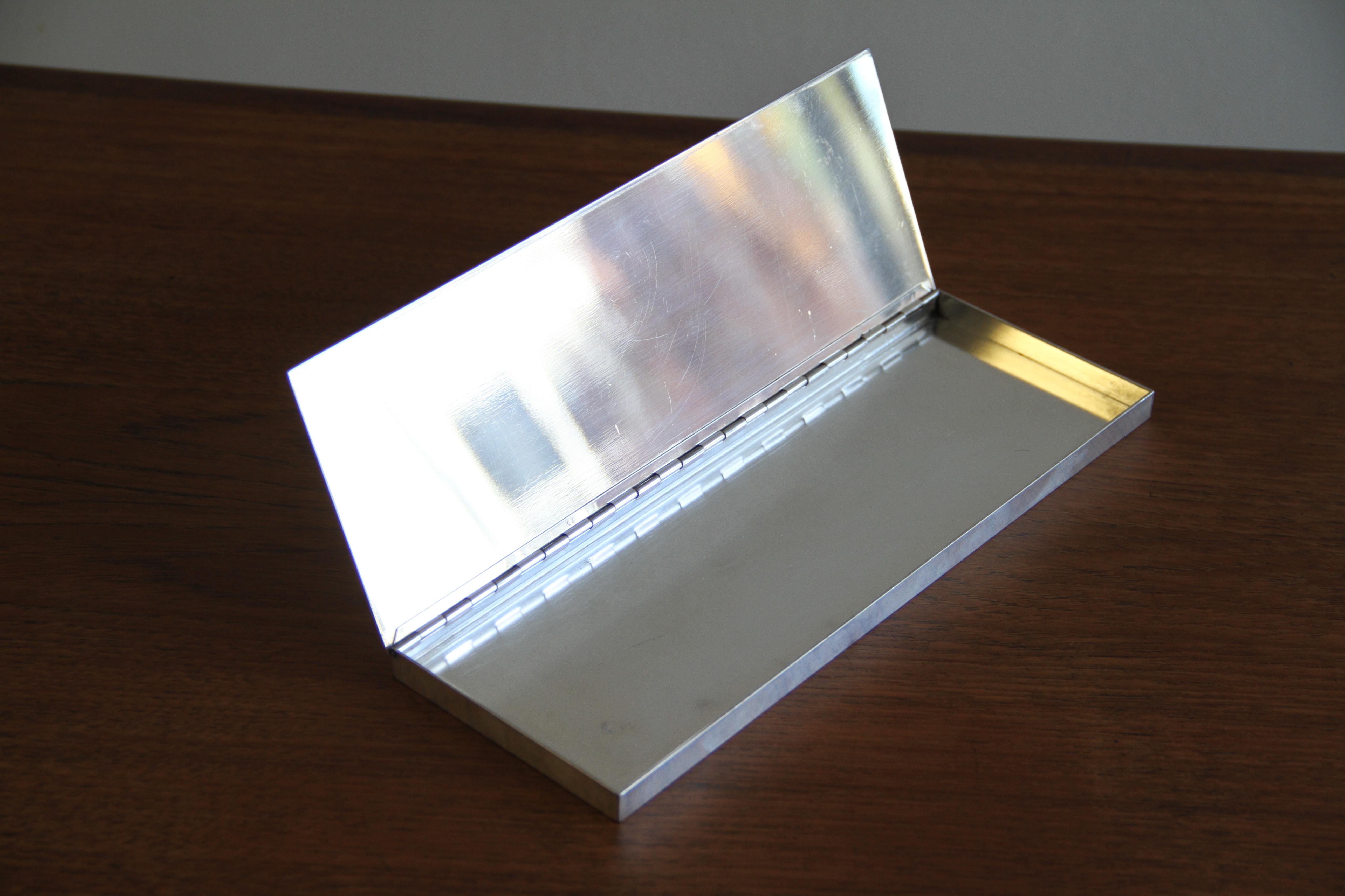 Silvered-Metal Cigarette Box by Maria Perguay, 1960s For Sale 4