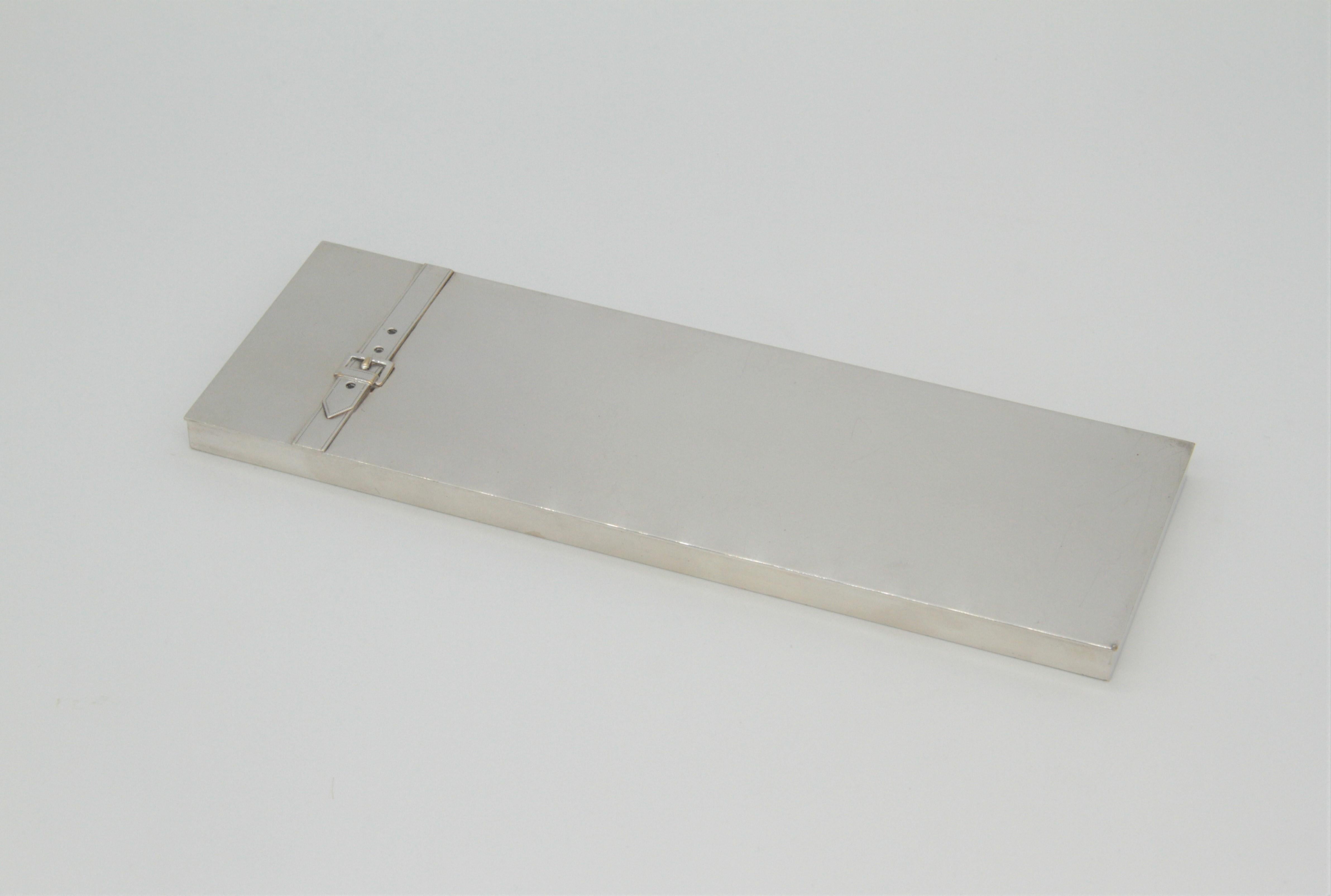 Mid-Century Modern Silvered-Metal Cigarette Box by Maria Perguay, 1960s For Sale